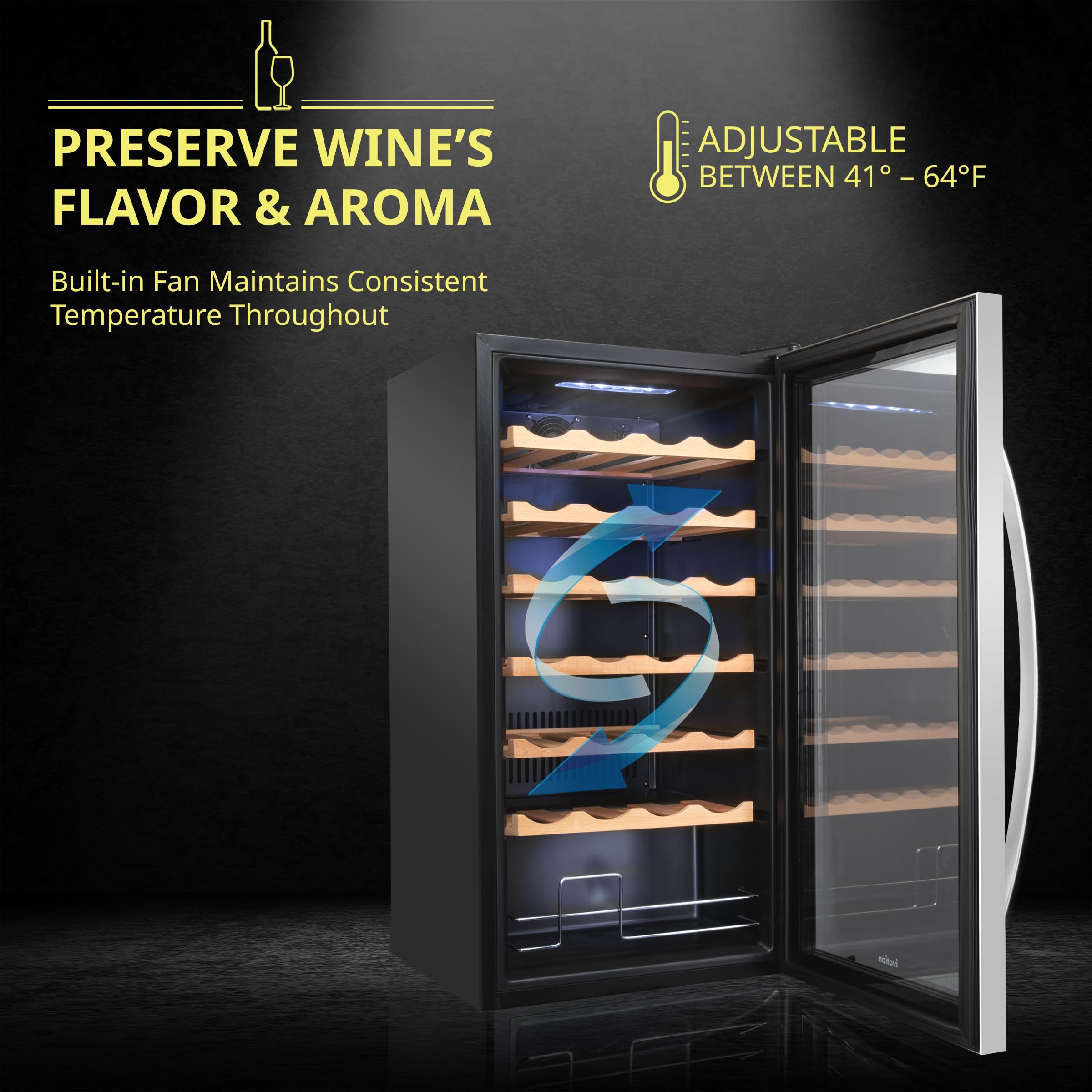 SCHMECKE 28 Bottle Compressor Wine Cooler Refrigerator w/Lock - Large Freestanding Wine Cellar - 41f-64f Digital Temperature Control Wine Fridge For Red, White, Champagne or Sparkling Wine - Black
