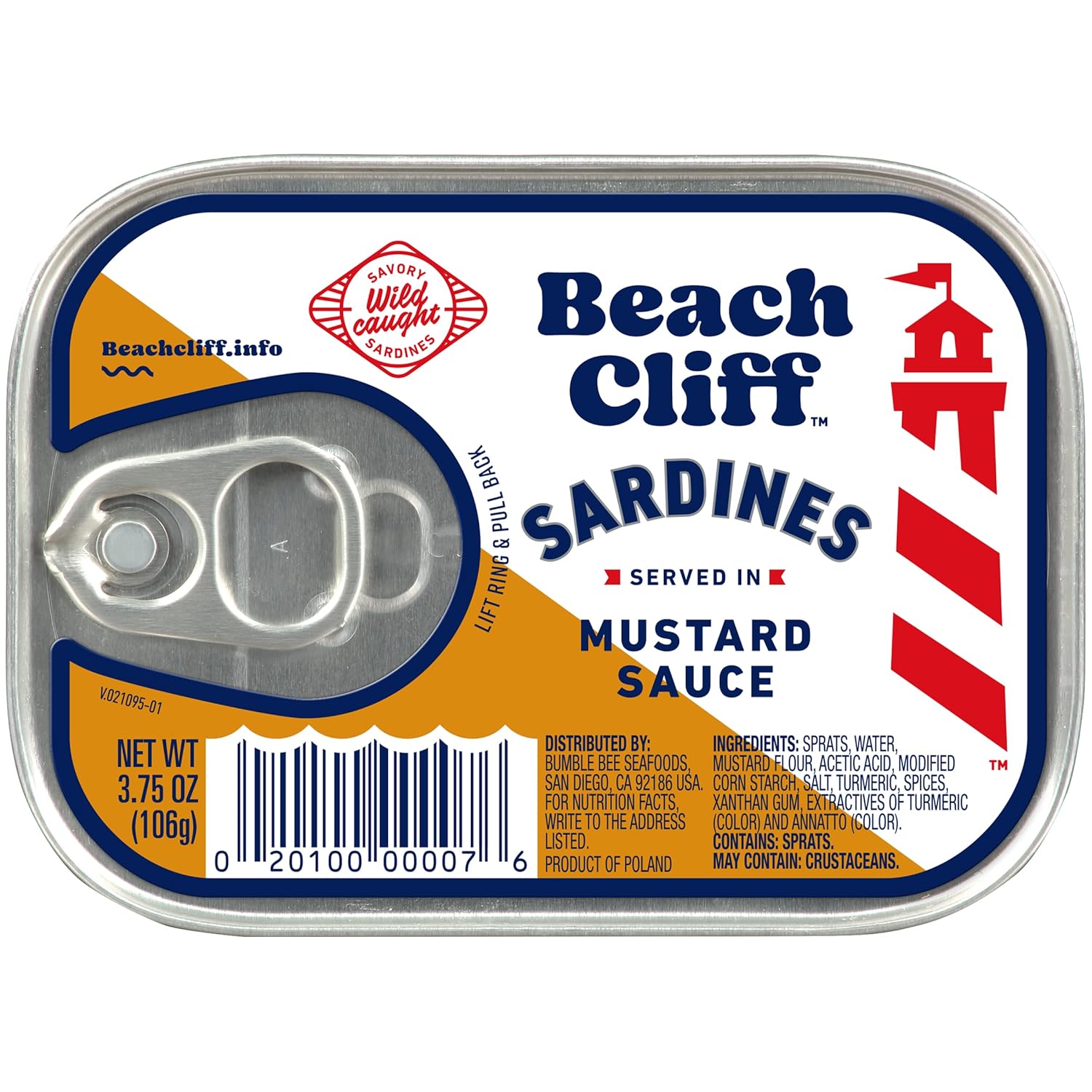 Beach Cliff Sardines in Water, 3.75 oz Can (Pack of 12) - Wild Caught Sardines - 12g Protein per Serving - Gluten Free, Keto Friendly
