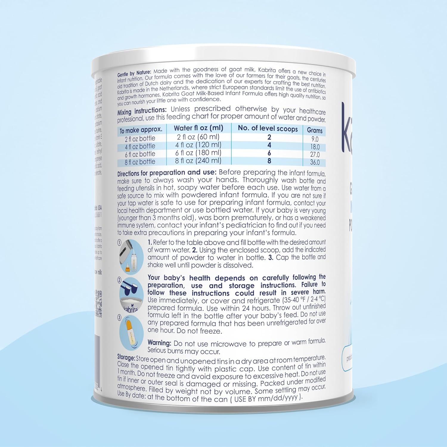 Kabrita Ziegenmilch-Säuglingsnahrung auf Pulverbasis mit Eisen, DHA, ARA und Präbiotika, für Säuglinge von 0–12 Monaten, gentechnikfrei, 794 g