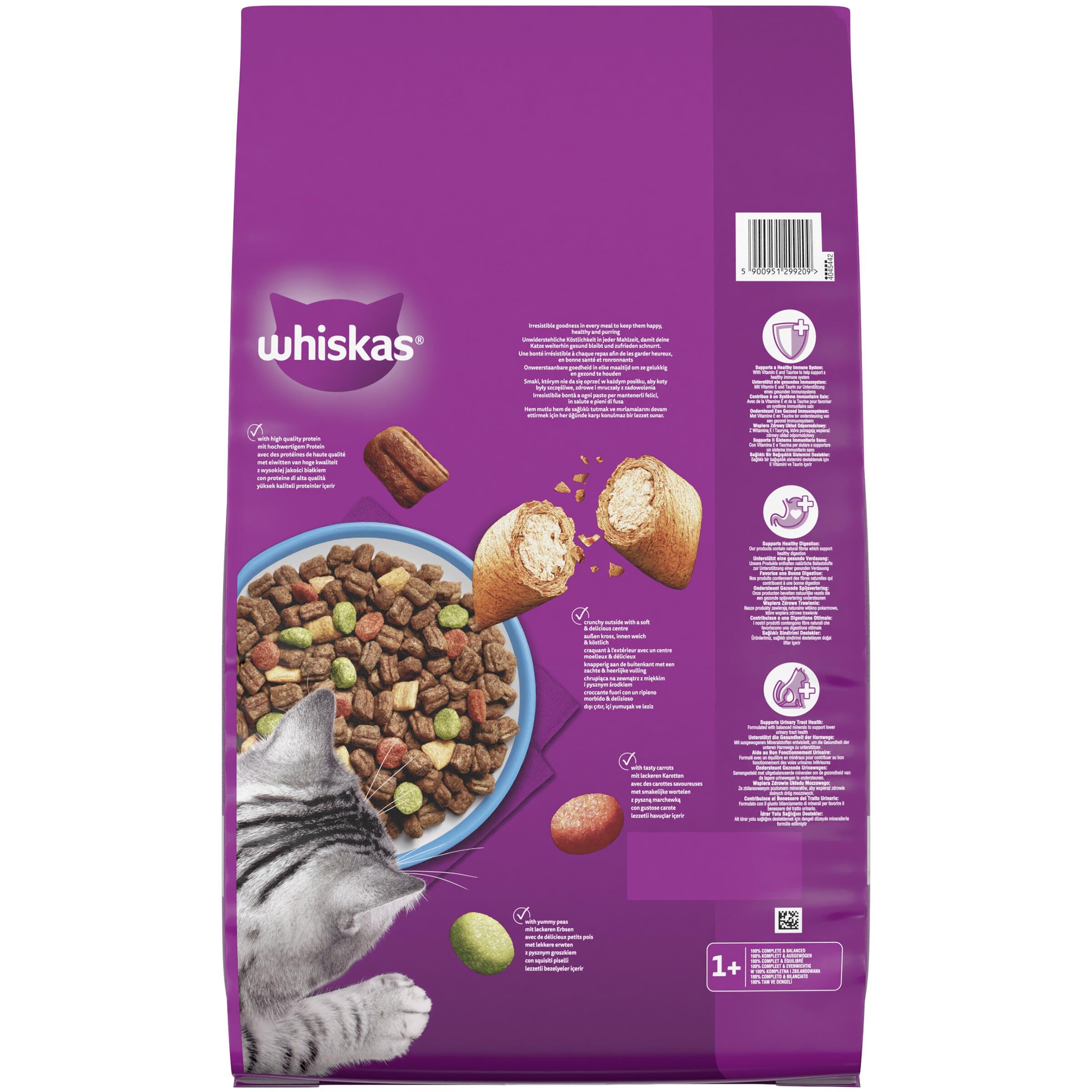 WHISKAS Trockenfutter für ausgewachsene Katzen 7kg mit Huhn