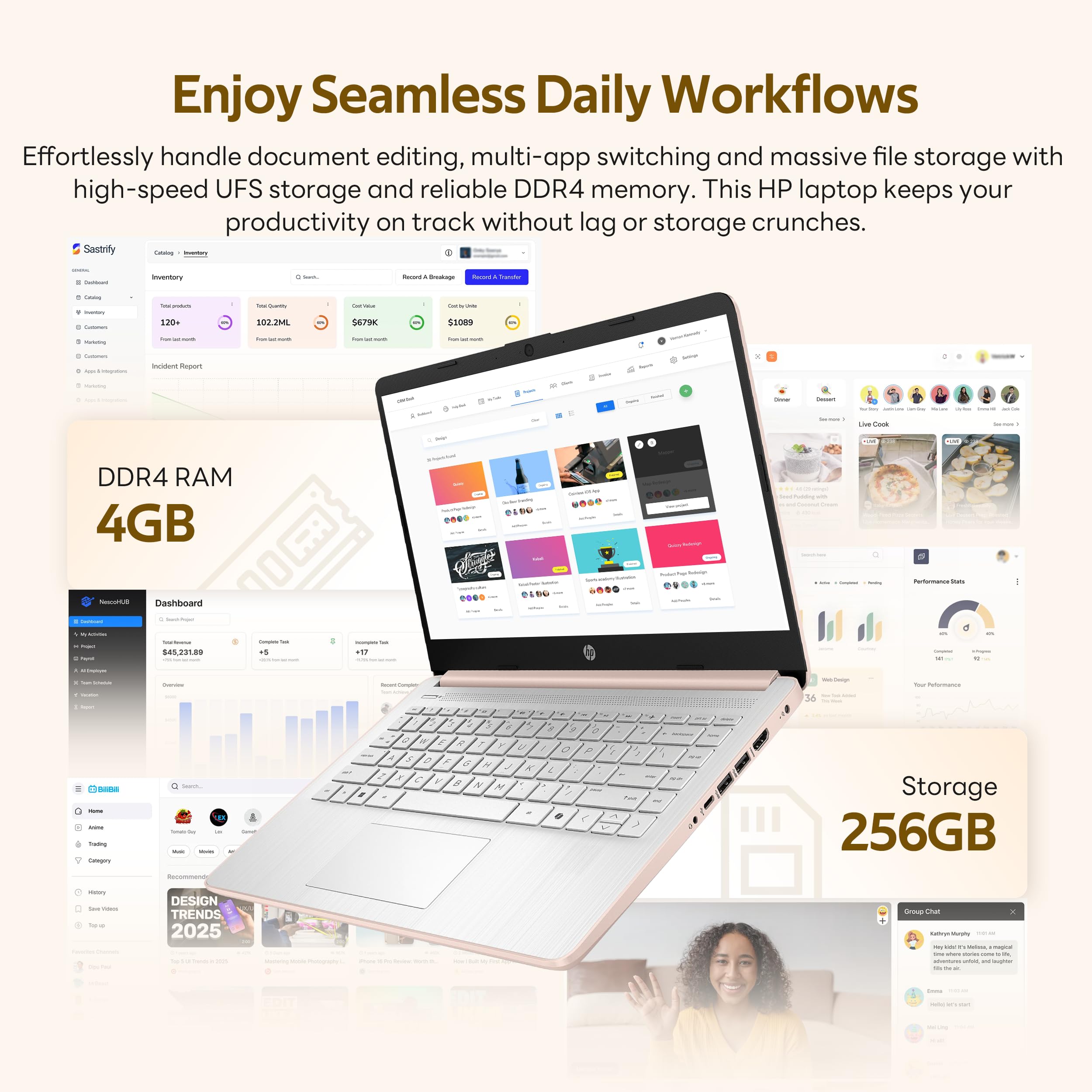 HP Stream 14" HD BrightView Laptop, Intel Celeron N4120, 16GB RAM, 288GB Storage (128GB UFS + 160GB Docking Station Set), Intel UHD Graphics, 720p Webcam, Wi-Fi, 1 Year Office 365, Win 11S, Silver