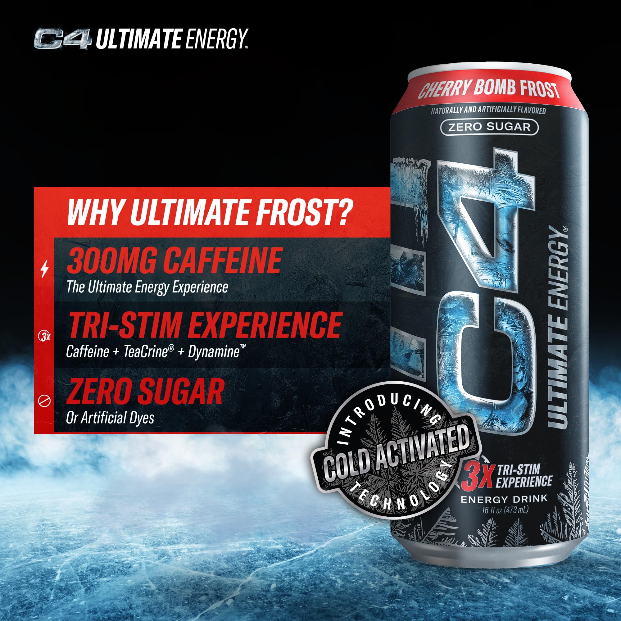 Cellucor C4 Ultimate | Pre Workout Sugar Free Energy Drink | Tri-Stim Experience with 300mg Caffeine + TeaCrine + Dynamine | Fruit Punch | 16oz (Pack of 12)