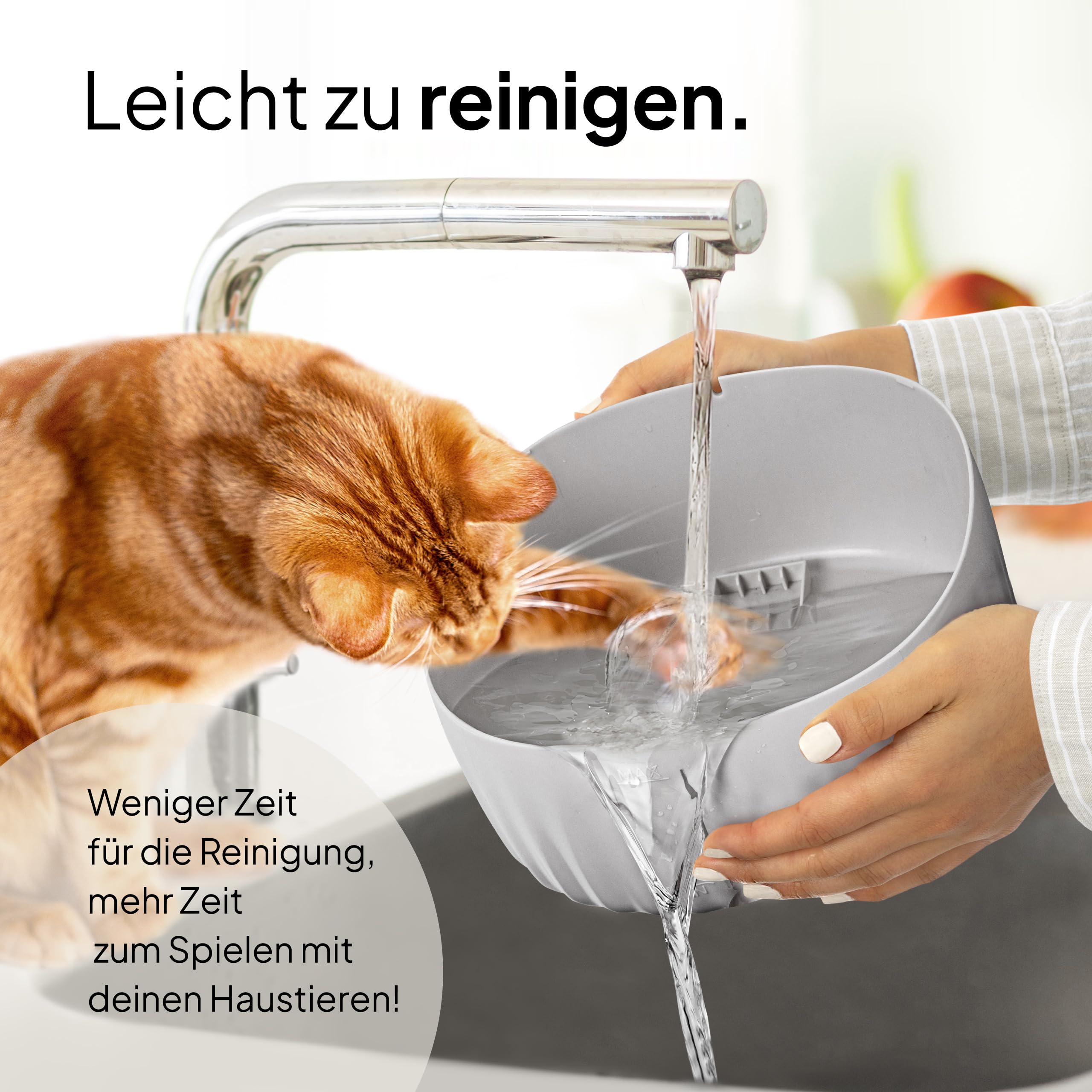 PrettyPaw Katzenbrunnen - Super leiser, BPA-freier 3L Trinkbrunnen für Katze mit LED und Aktivkohlefilter - Leicht zu reinigender Katzen Trinkbrunnen - Aqua Flow (Schwarz)
