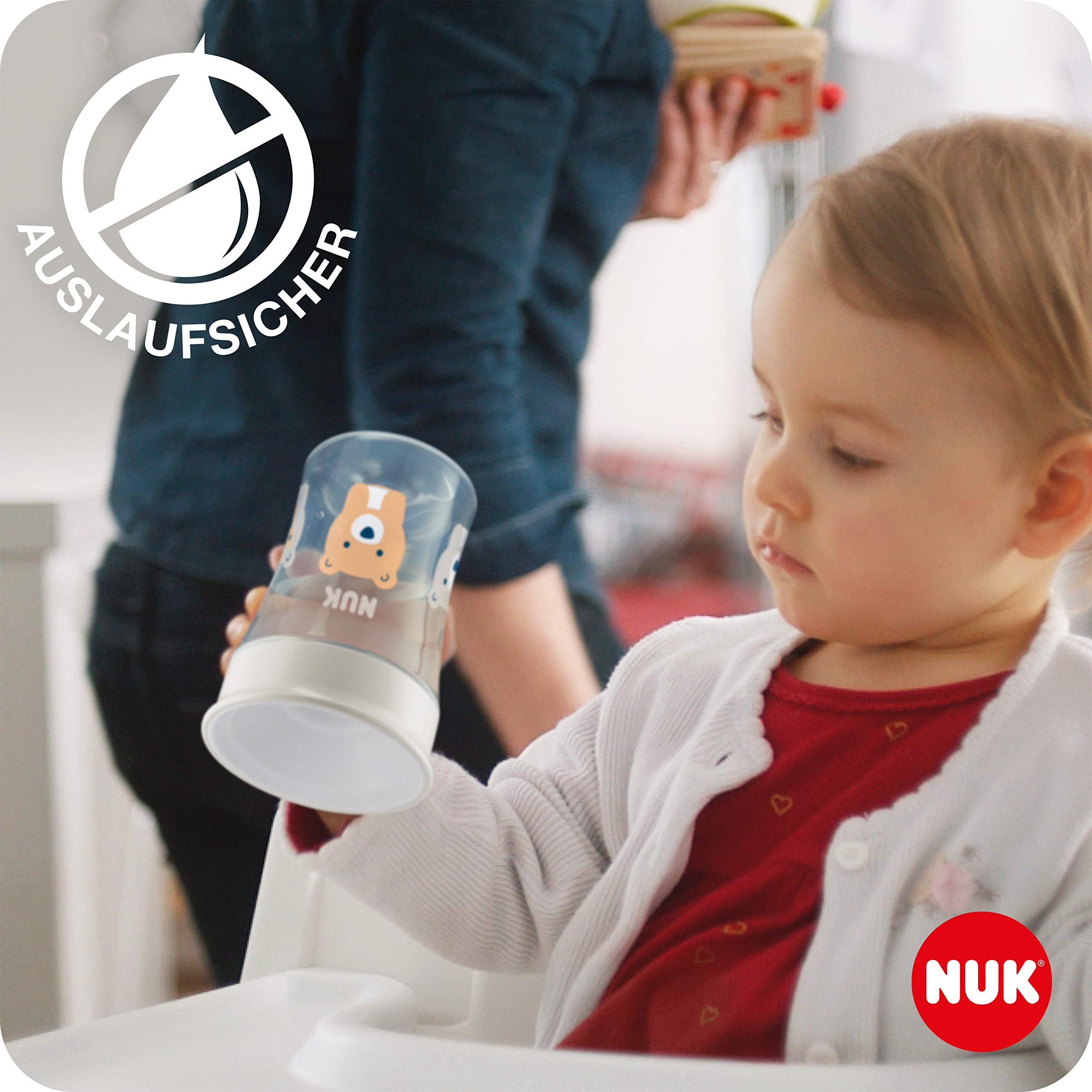 NUK Magic Cup Trinklernbecher | 8+ Monate | 230 ml | auslaufsicherer 360°-Trinkrand | BPA-frei | blauer Igel