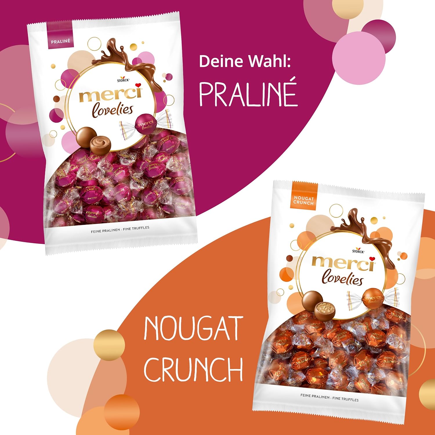 merci lovelies Classic – 1 x 185 g – Pralinen-Schachtel mit 5 gefüllten Schokoladen-Spezialitäten – Schokokugeln zum Teilen & Verschenken