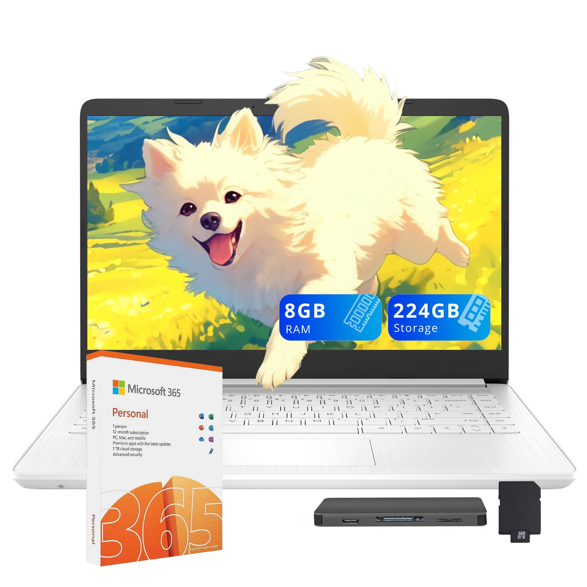 HP 14" HD Laptop, Windows 11, Intel Celeron Dual-Core Processor Up to 2.60GHz, 4GB RAM, 64GB SSD, Webcam, Dale Pink (Renewed)
