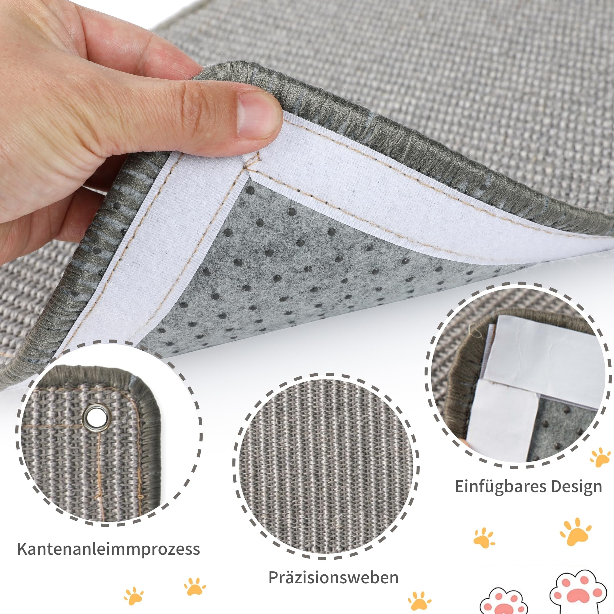 2 Stück Kratzmatte aus Sisal, Kratzmatte für Katzen, mit Klebeband, Katzenkratzmatte, Teppich zum Schutz der Wand, 60 × 25 cm (Braun)