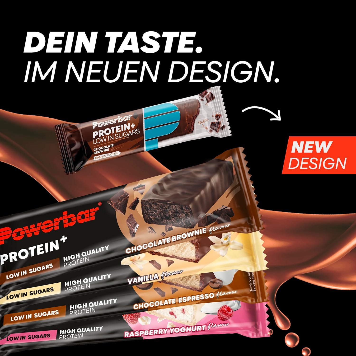 Powerbar - Protein Plus - Low Sugar - Chocolate-Brownie - 30x35g - Riegel mit nur 107 Kcal - Fitnessriegel mit Ballaststoffen
