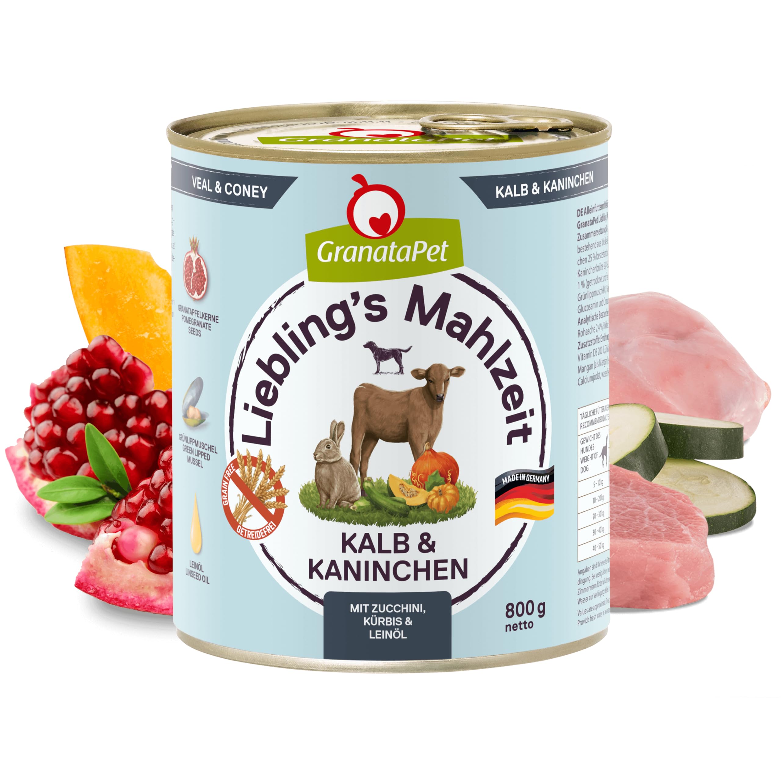 GranataPet Liebling's Mahlzeit Multipack 2, Nassfutter für Hunde im Probierpaket, Alleinfuttermittel ohne Getreide, Hundefutter mit hohem Fleischanteil & hochwertigen Ölen, 6 x 800 g