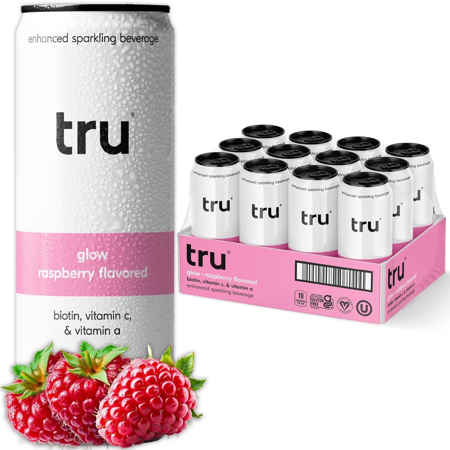 Tru Dream Seltzer, Cherry Berry, Sparkling Water with Chamomile, GABA, Magnesium & Tart Cherry Juice, Sweetened with Monk Fruit & Stevia, Gluten Free, Vegan, Caffeine Free, 12 FL OZ Cans, 12 Pack