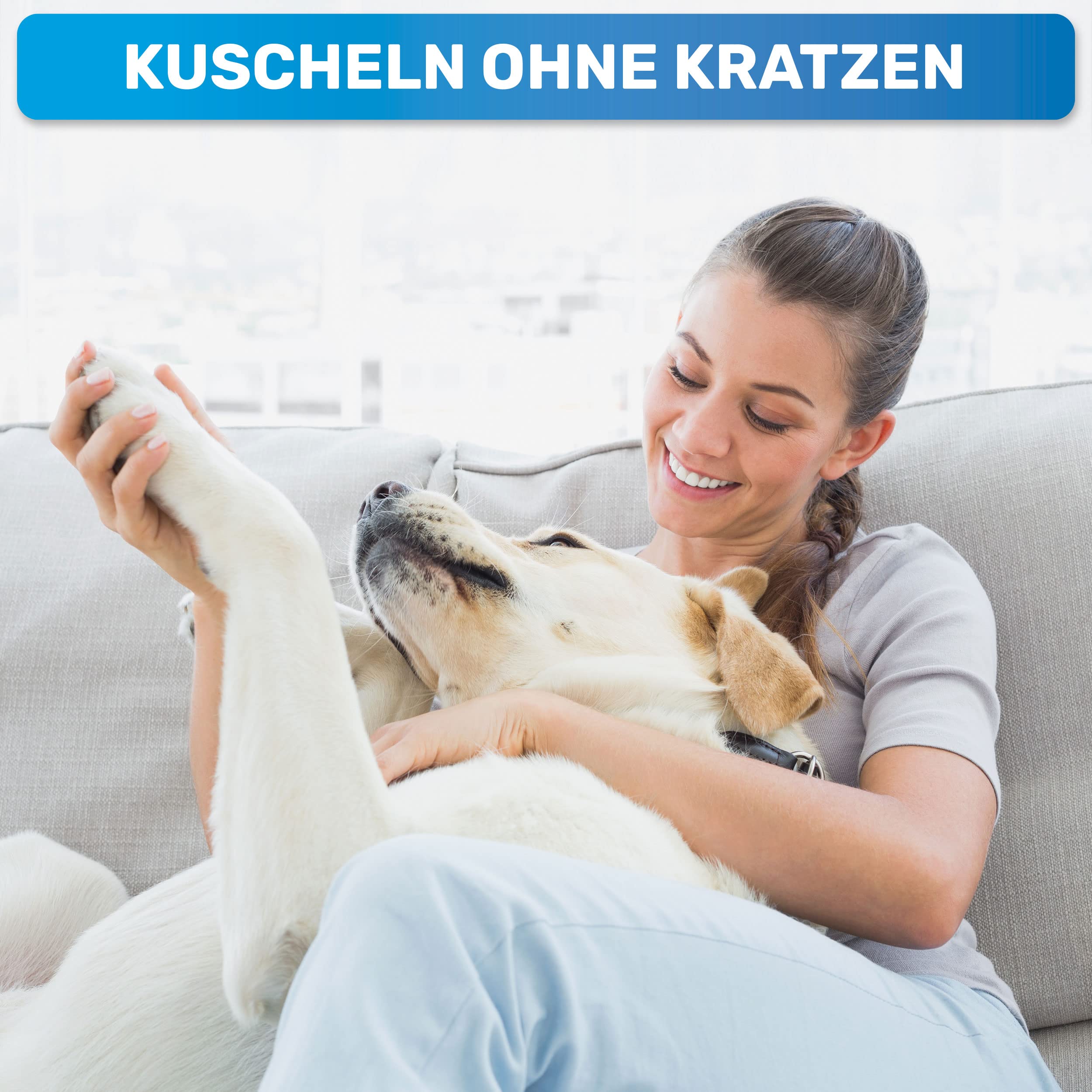 BluePet Krallenschere mit Schutz für Hunde & Katzen I Einsteigerfreundlich I Krallenzange für kleine & große Krallen + Krallenfeile im Griff - Alternative zu Nagelschere & Krallenschleifer