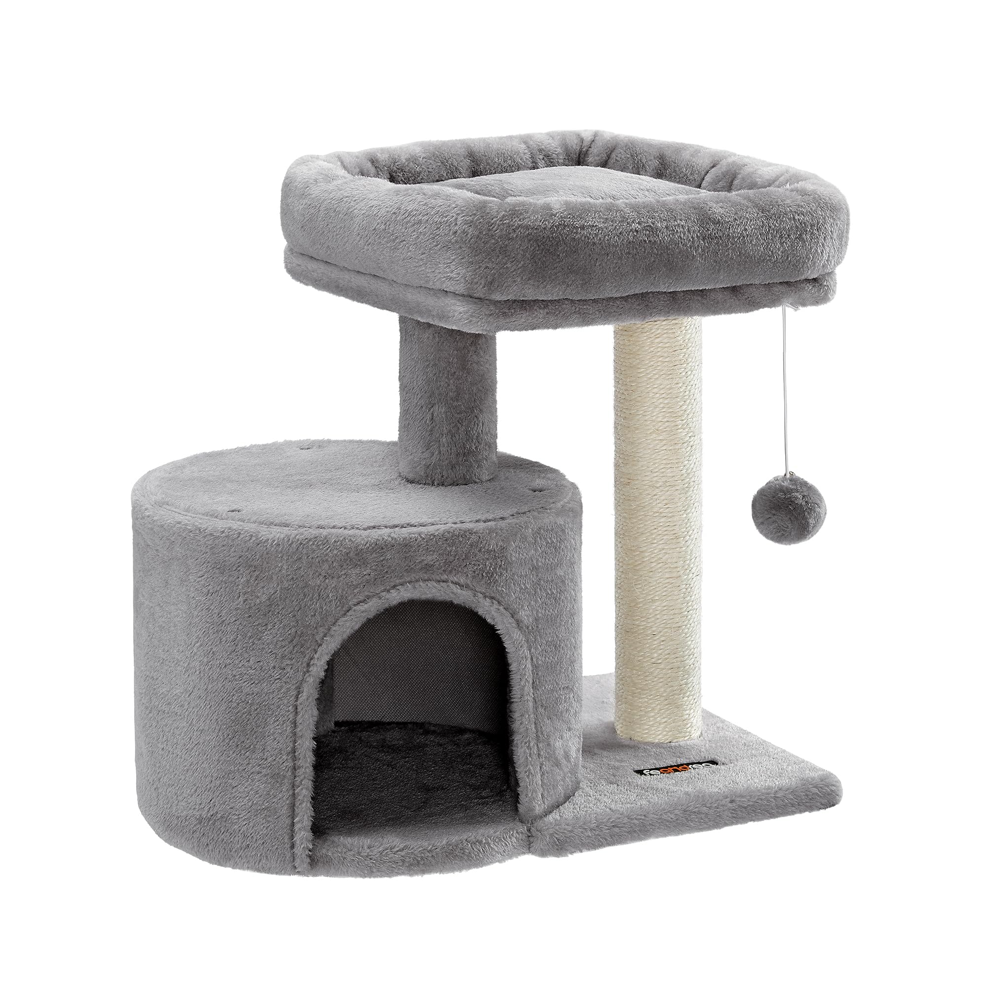 Feandrea Kratzbaum klein, Katzenbaum mit Sisalstamm, Katzenkratzbaum mit gepolsterter Plattforme, für Kätzchen, hellgrau PCT50W