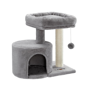 Feandrea Kratzbaum klein, Katzenbaum mit Sisalstamm, Katzenkratzbaum mit gepolsterter Plattforme, für Kätzchen, hellgrau PCT50W