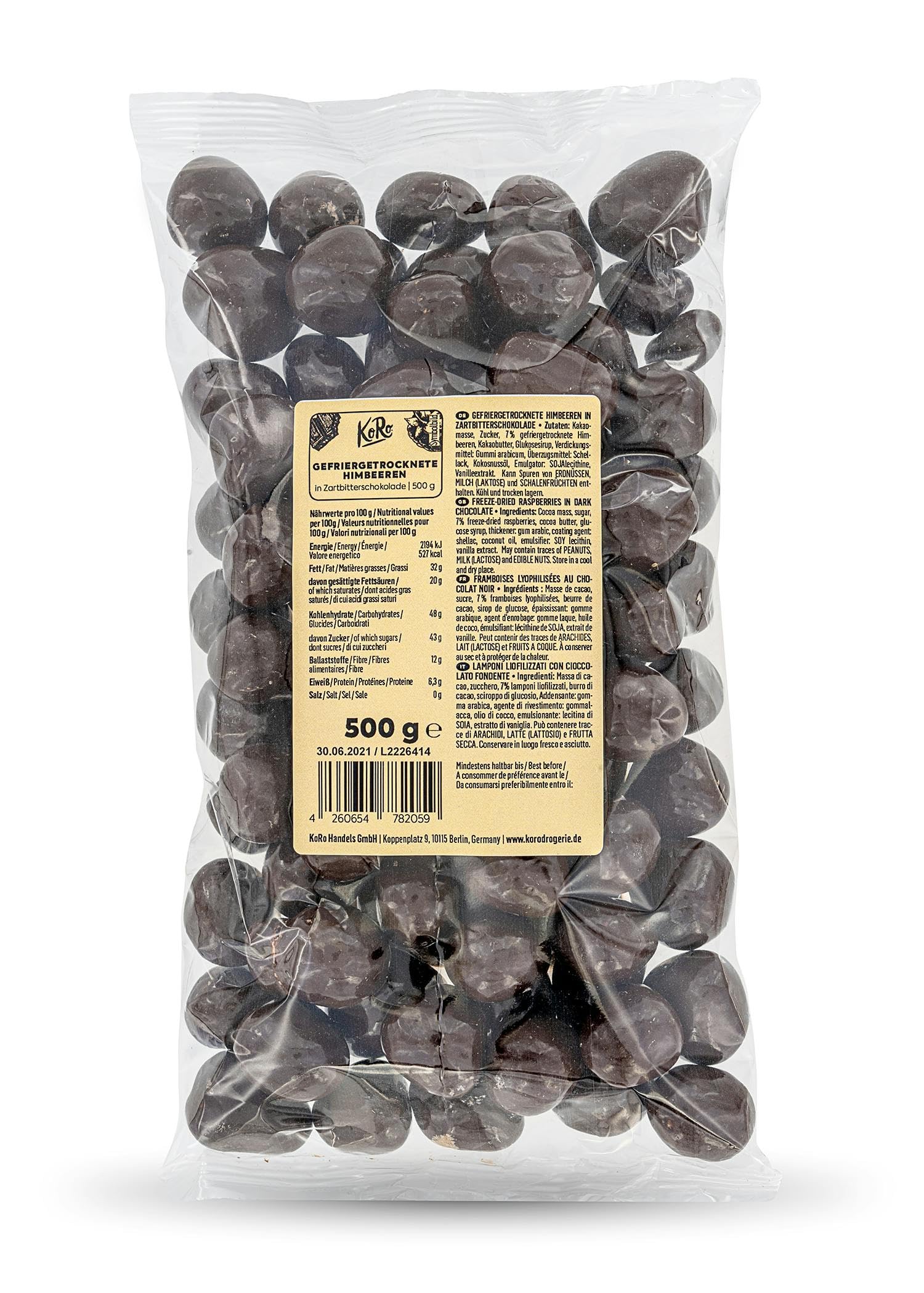 KoRo - Gefriergetrocknete Erdbeeren in Milchschokolade 1 kg - Knackig Fruchtig - Snack im Vorteilspack