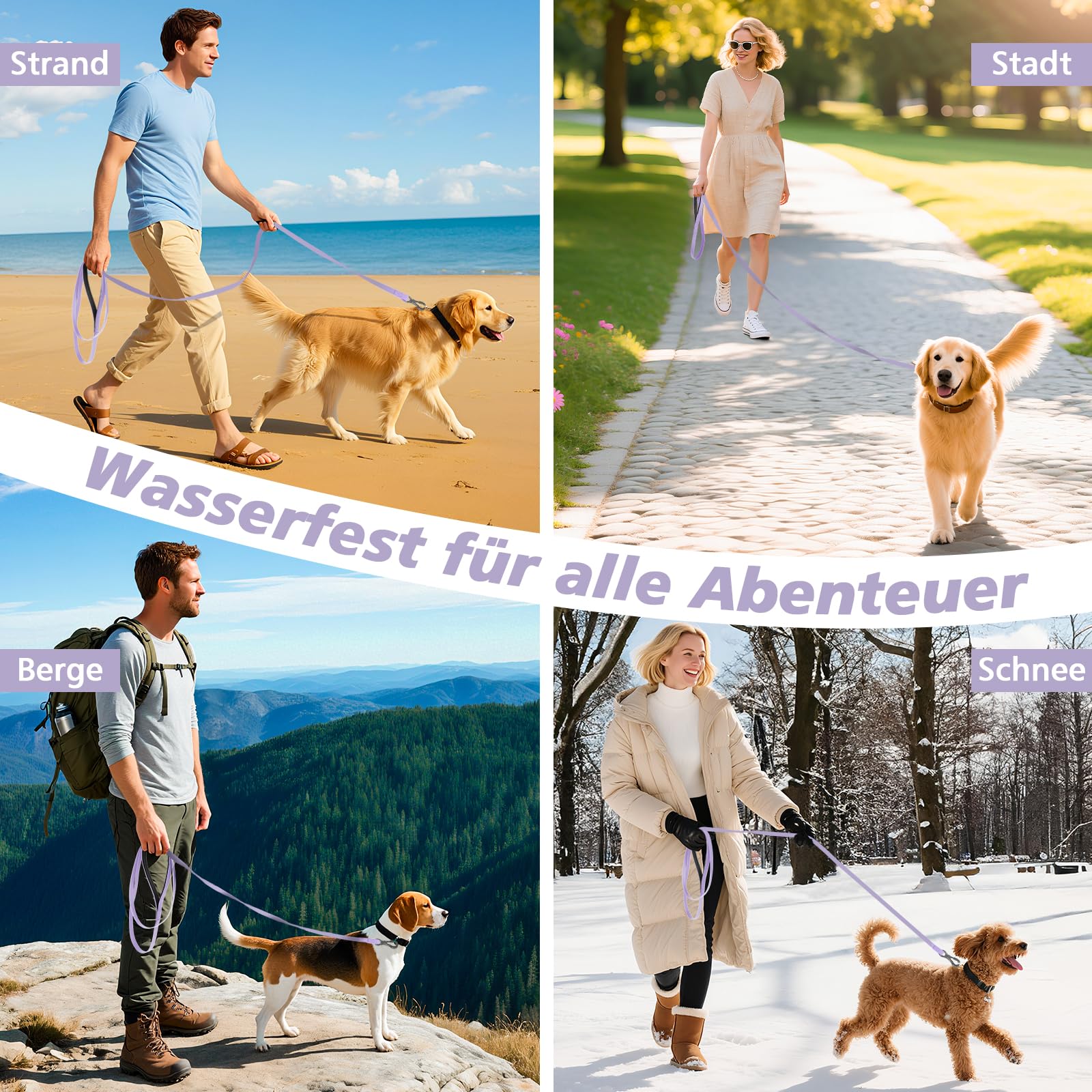X XBEN Wasserdicht Schleppleine für Hunde,3M 5M 10M 15M 20M 30M Gummierte Schleppleine mit Abschließbarer Karabine,Wasserfest Hundeleine Laufleine für Große bis Kleine Hunde,Robuste Trainingsleine