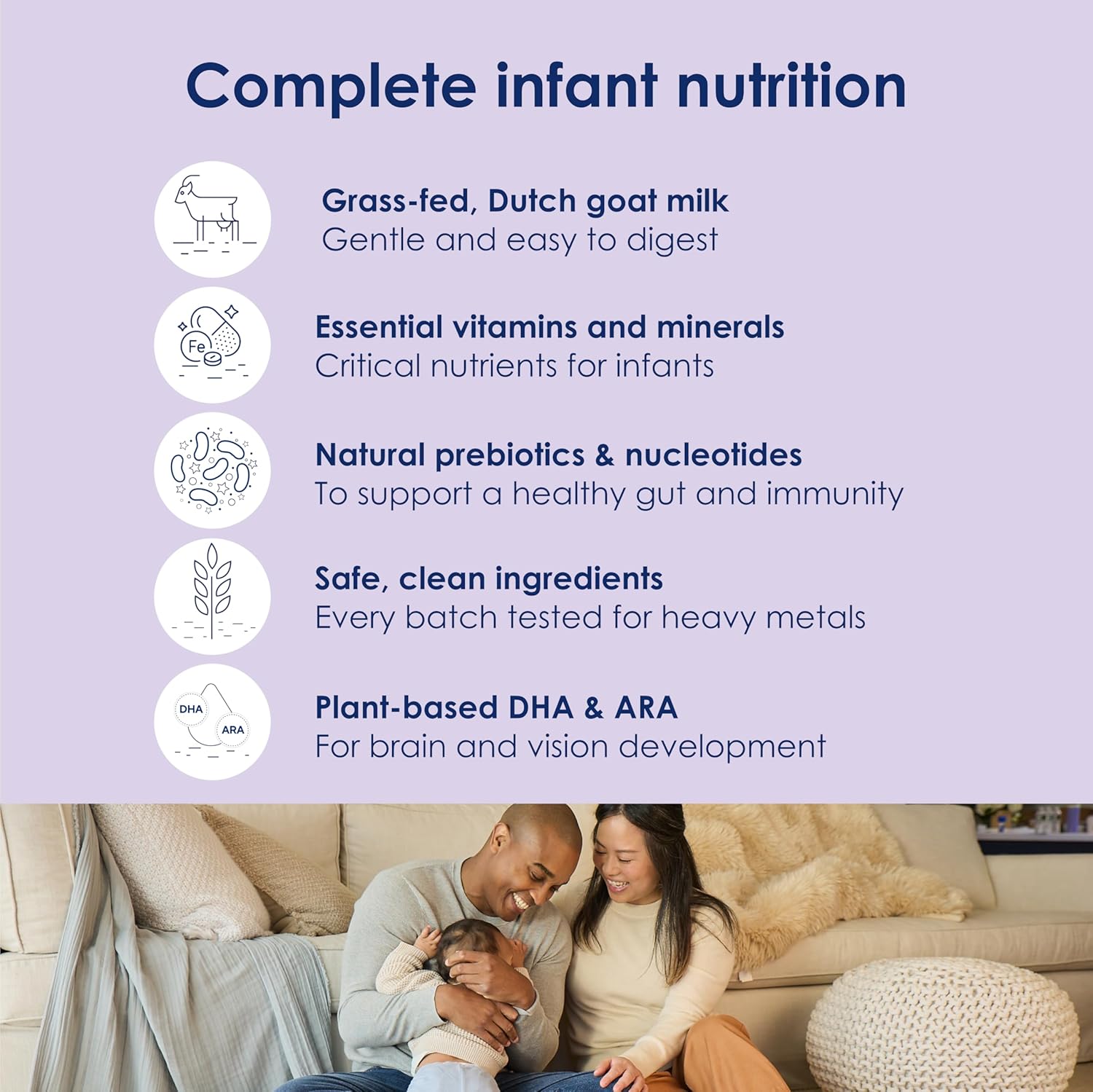 Kabrita Ziegenmilch-Säuglingsnahrung auf Pulverbasis mit Eisen, DHA, ARA und Präbiotika, für Säuglinge von 0–12 Monaten, gentechnikfrei, 794 g