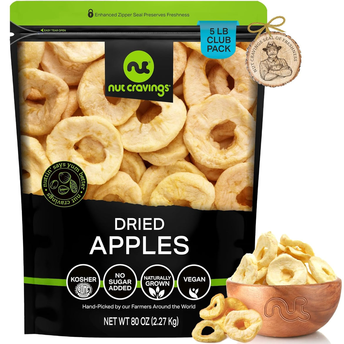 NUT CRAVINGS - Dried California Peaches, No Sugar Added, Unsweetened (16oz, 1 LB) Sweet Healthy Snack, Vegan, Kosher, Resealable Bag