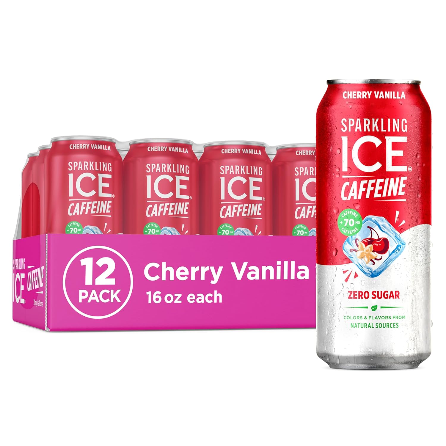 Sparkling Ice Caffeine Citrus Twist Sparkling Water with Caffeine, Zero Sugar, with Antioxidants and Vitamins,16 fl oz Cans (Pack Of 12)