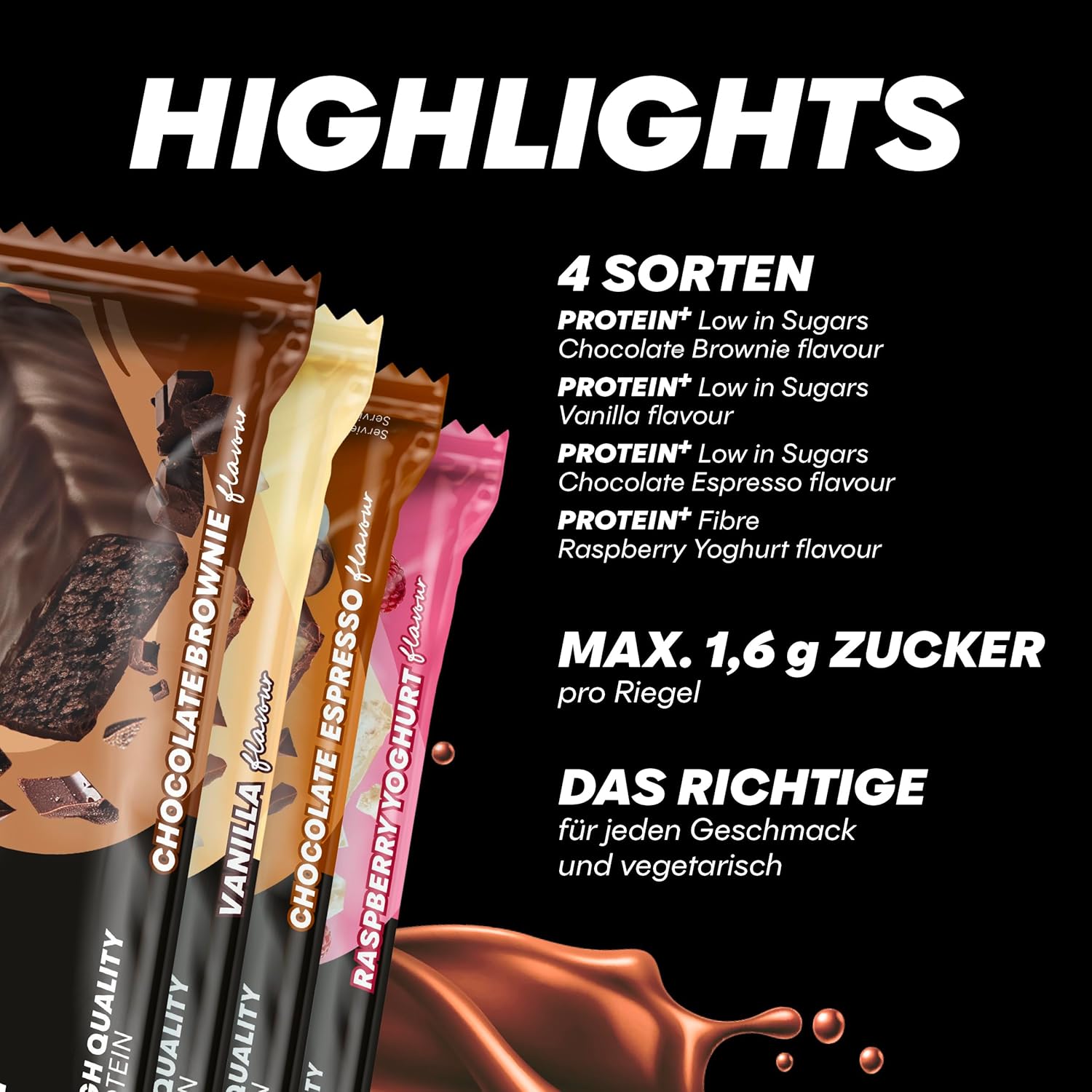 Powerbar - Protein Plus - Low Sugar - Chocolate-Brownie - 30x35g - Riegel mit nur 107 Kcal - Fitnessriegel mit Ballaststoffen