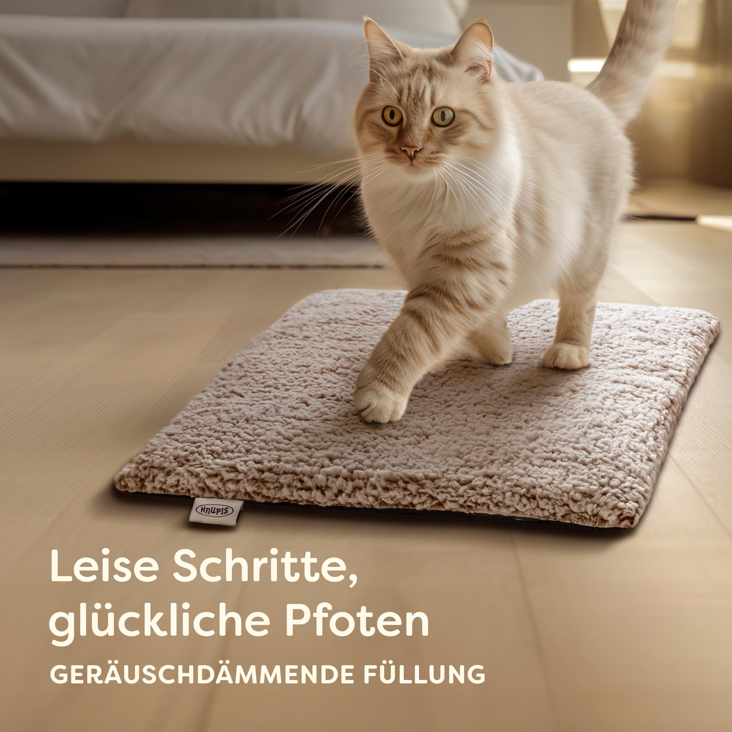 Knupis Selbstheizende Decke für Katzen Grau 60x45cm – Weich & kuschelige Katzendecke – Waschbarer Bezug – Mit Rutschfester Unterseite – Heizdecke für Katzen – Wärmekissen Katze – Grau