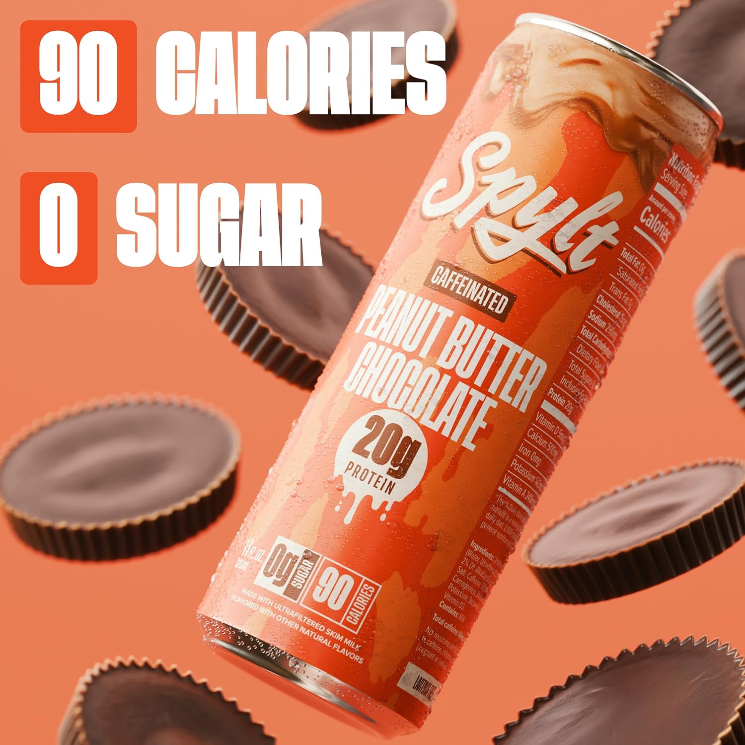 Spylt High Protein Vanilla Milkshake with 60mg Caffeine & 20g Protein - 90 Calories, Ready to Drink, Sugar Free, Lactose Free Milk, Perfect for Workout Recovery & Afternoon Pick Me Up - 12 Count