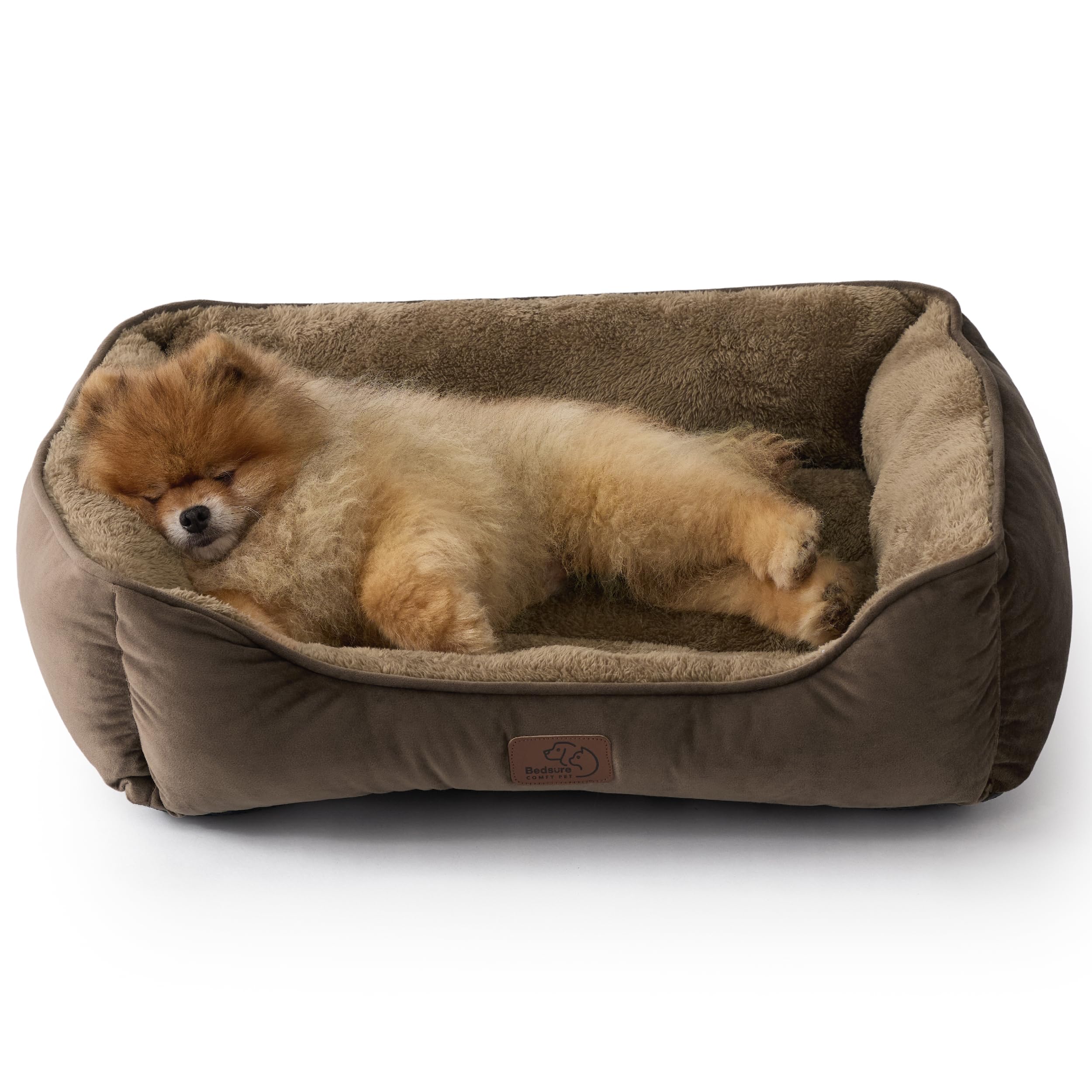 BEDSURE Katzenbett waschbar Katzen Bettchen - 51x41cm Katzenkorb Indoor mit Rutschfester Basis, quadratisches Hundebett für kleine Hunde mit weichem Rand, grau