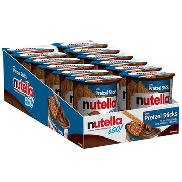 Nutella & Go! Hazelnut Spread with Pretzel Sticks, On-the-Go Snack Cups, 12 Packs, 22.8 oz, vegetarian, blue