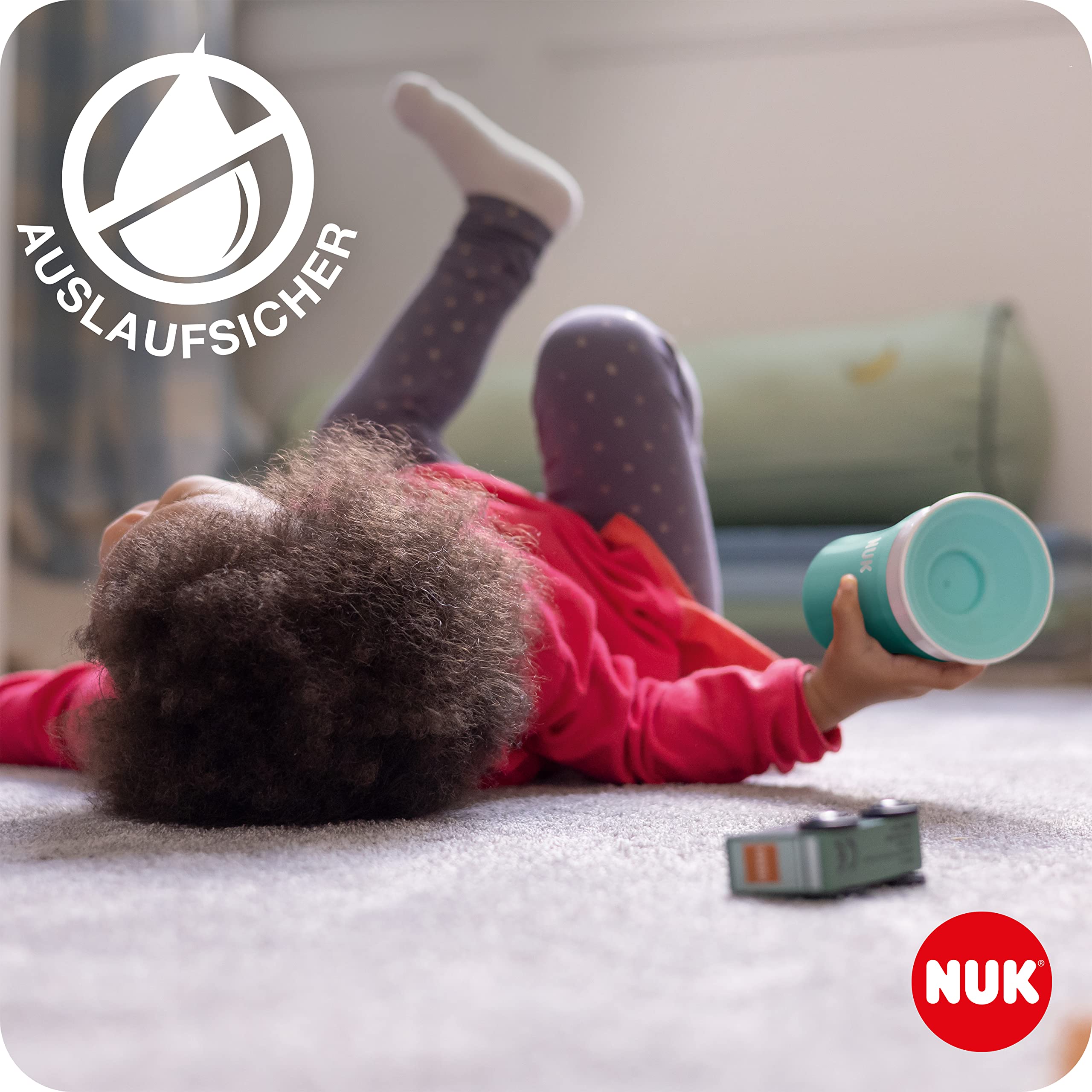 NUK Magic Cup Trinklernbecher | 8+ Monate | 230 ml | auslaufsicherer 360°-Trinkrand | BPA-frei | blauer Igel