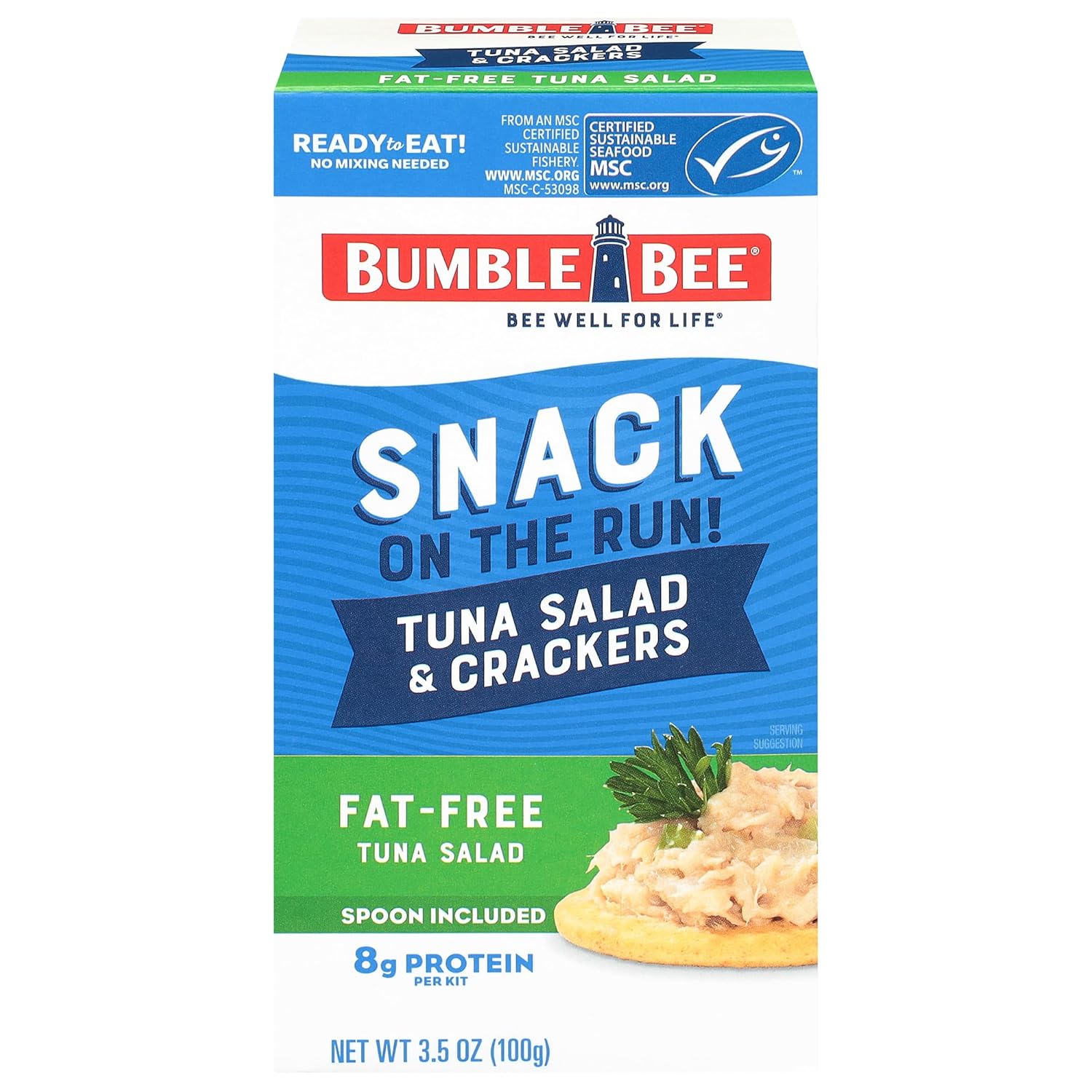 Bumble Bee Snack On The Run Original Tuna Salad with Crackers Kit (Pack of 12) - Ready to Eat Protein Snack Pack - 8g Protein per Box - Wild Caught MSC Certified Tuna