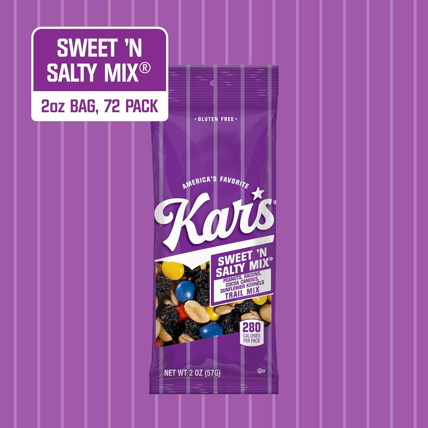 Kar's Nuts Sweet 'N Salty Trail Mix, 2 oz Pouch (Pack of 72), Gluten-Free Trail Mix Snack