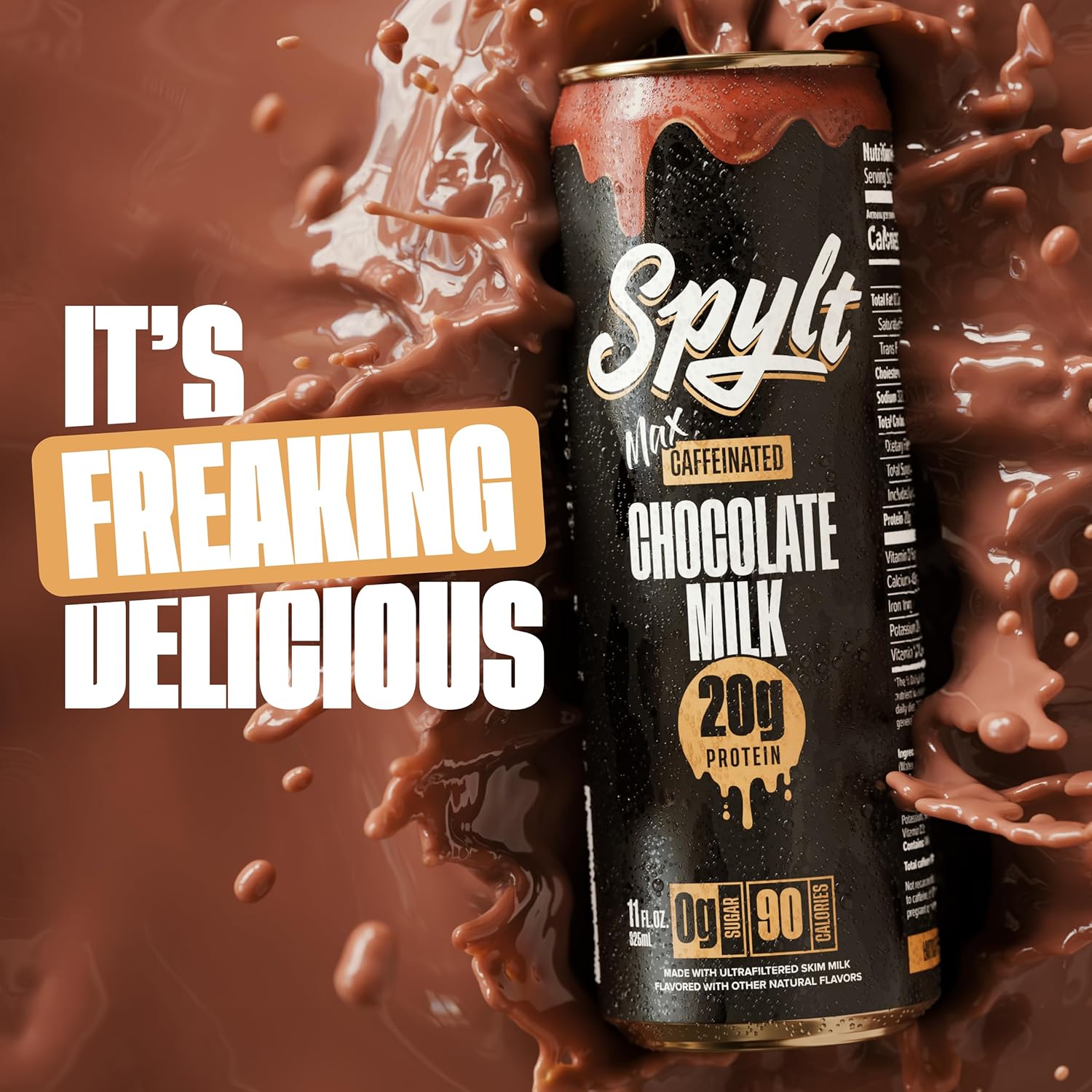 Spylt High Protein Vanilla Milkshake with 60mg Caffeine & 20g Protein - 90 Calories, Ready to Drink, Sugar Free, Lactose Free Milk, Perfect for Workout Recovery & Afternoon Pick Me Up - 12 Count
