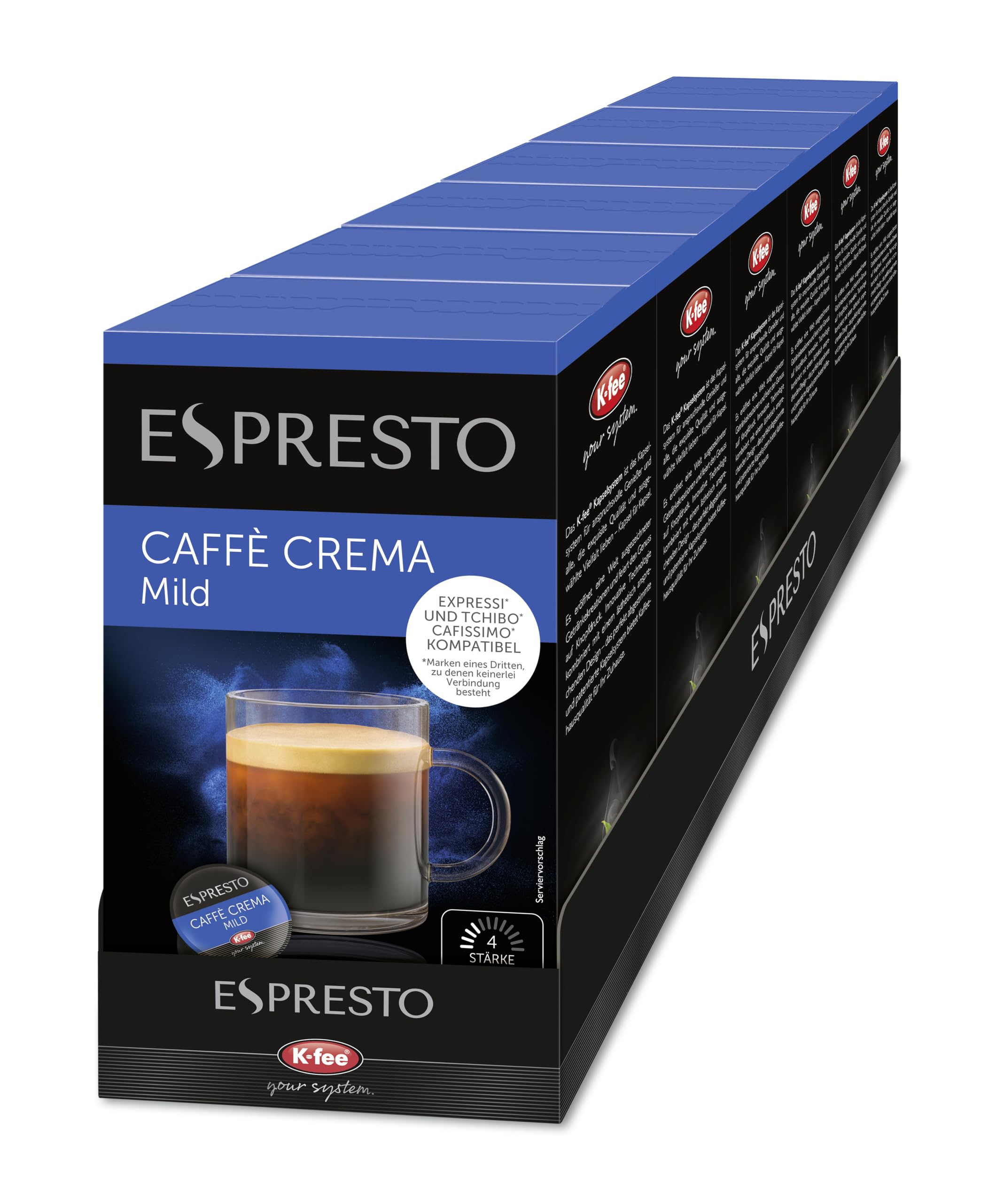 ESPRESTO Caffè Crema Classic, kompatibel mit K-fee & Aldi EXPRESSI*, RFA zertifiziert, 96 Kaffeekapseln