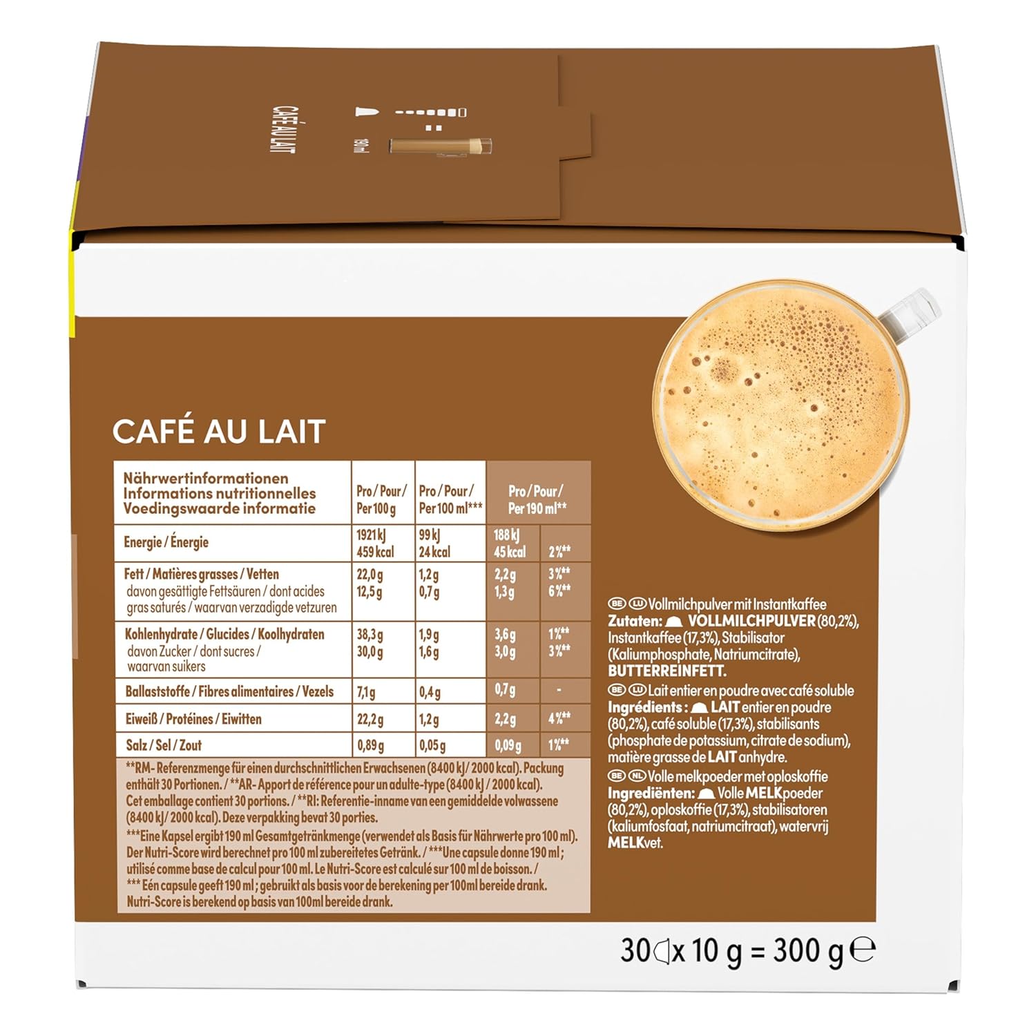 Nescafé Dolce Gusto Café au Lait Kaffeekapseln, Medium Roast, 3er Vorratspack (3 x 30 Kapseln)
