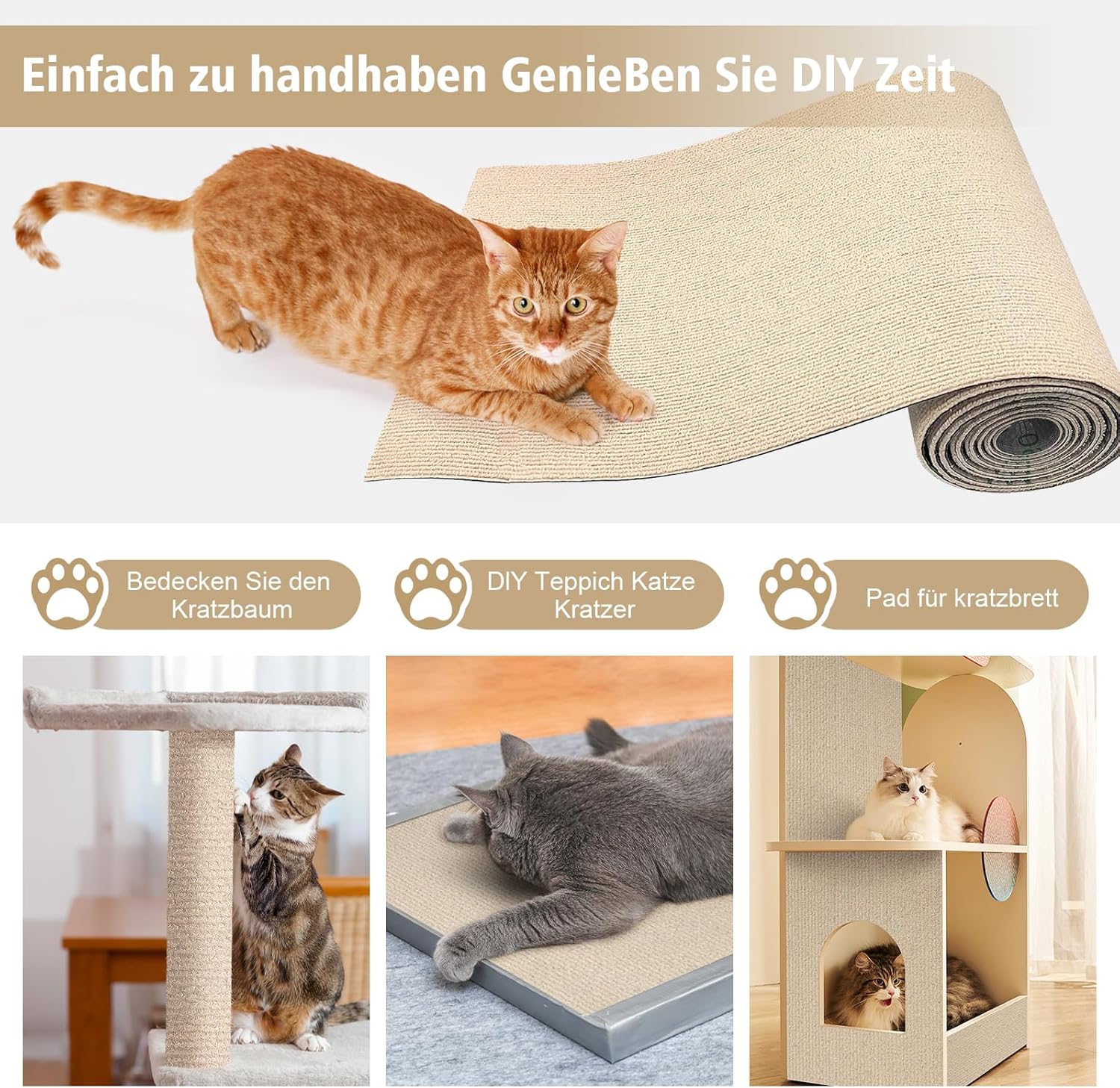 Selbstklebende Kratzschutzmatte für Sofa & Wand, 40x200 cm kratzschutz Sofa Katze - Trimmbarer Schutz gegen Katzenkratzer Couch Schutz von DIY Krallen Katzenteppich