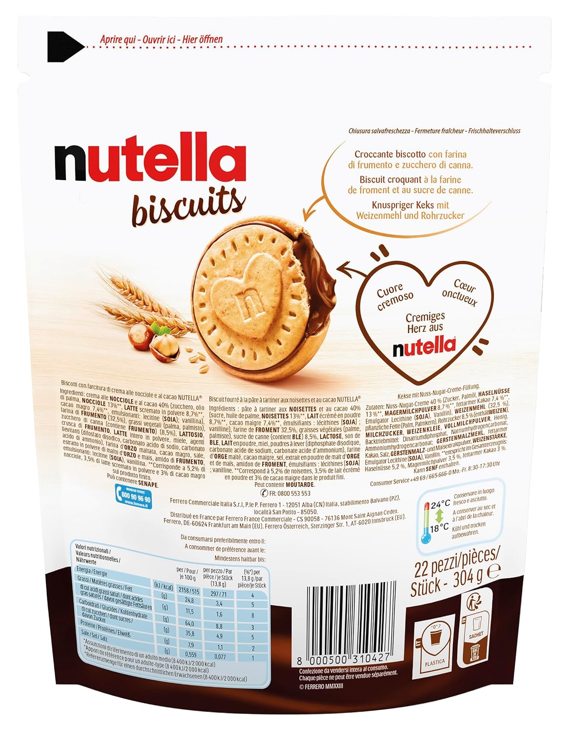 nutella - Nuss-Nougat-Creme, 1 Glas mit 750g, leckere Haselnuss-Schoko-Creme als Aufstrich oder für Rezepte