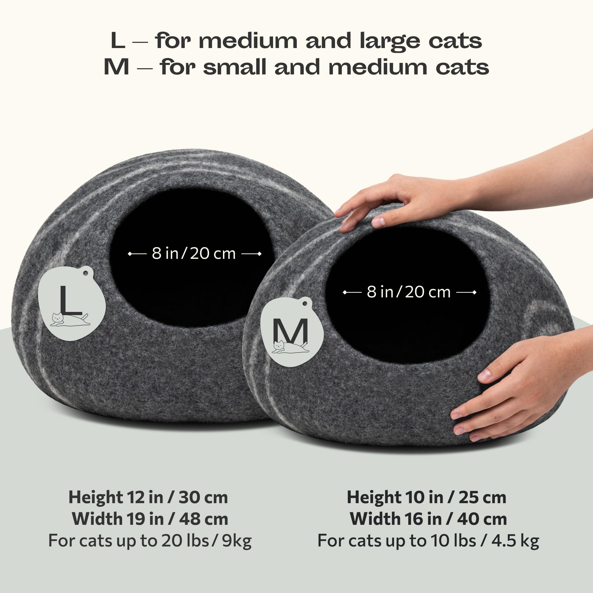 MEOWFIA Katzenbett aus Merinowolle – Handgefilztes, Umweltfreundliches Katzenbett für Katzen & Kätzchen – Weiches Schlafbett, Warm im Winter & Kühl im Sommer, Stilvolles Design