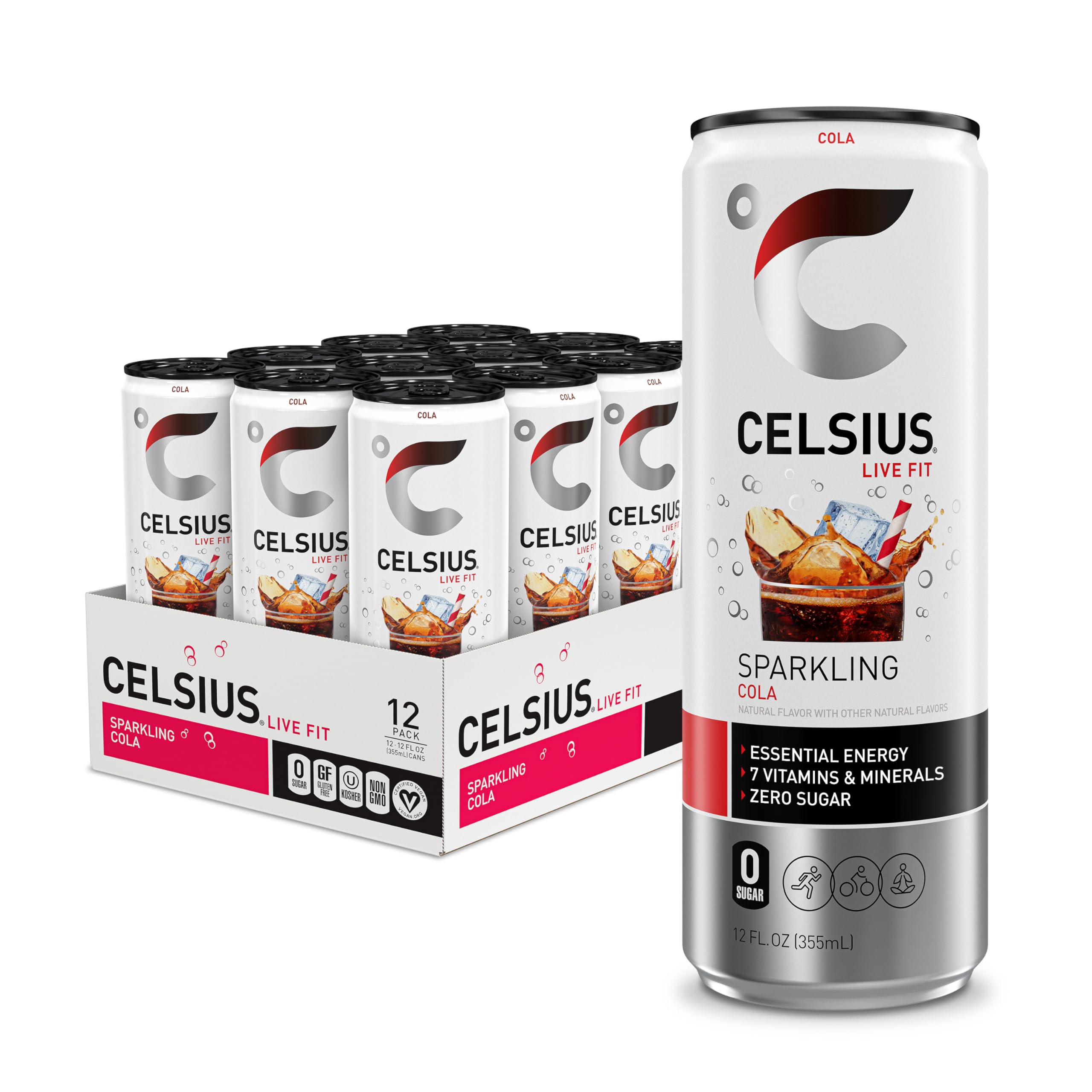 CELSIUS Sparkling Kiwi Guava, Functional Essential Energy Drink 12 Fl Oz (Pack of 12)