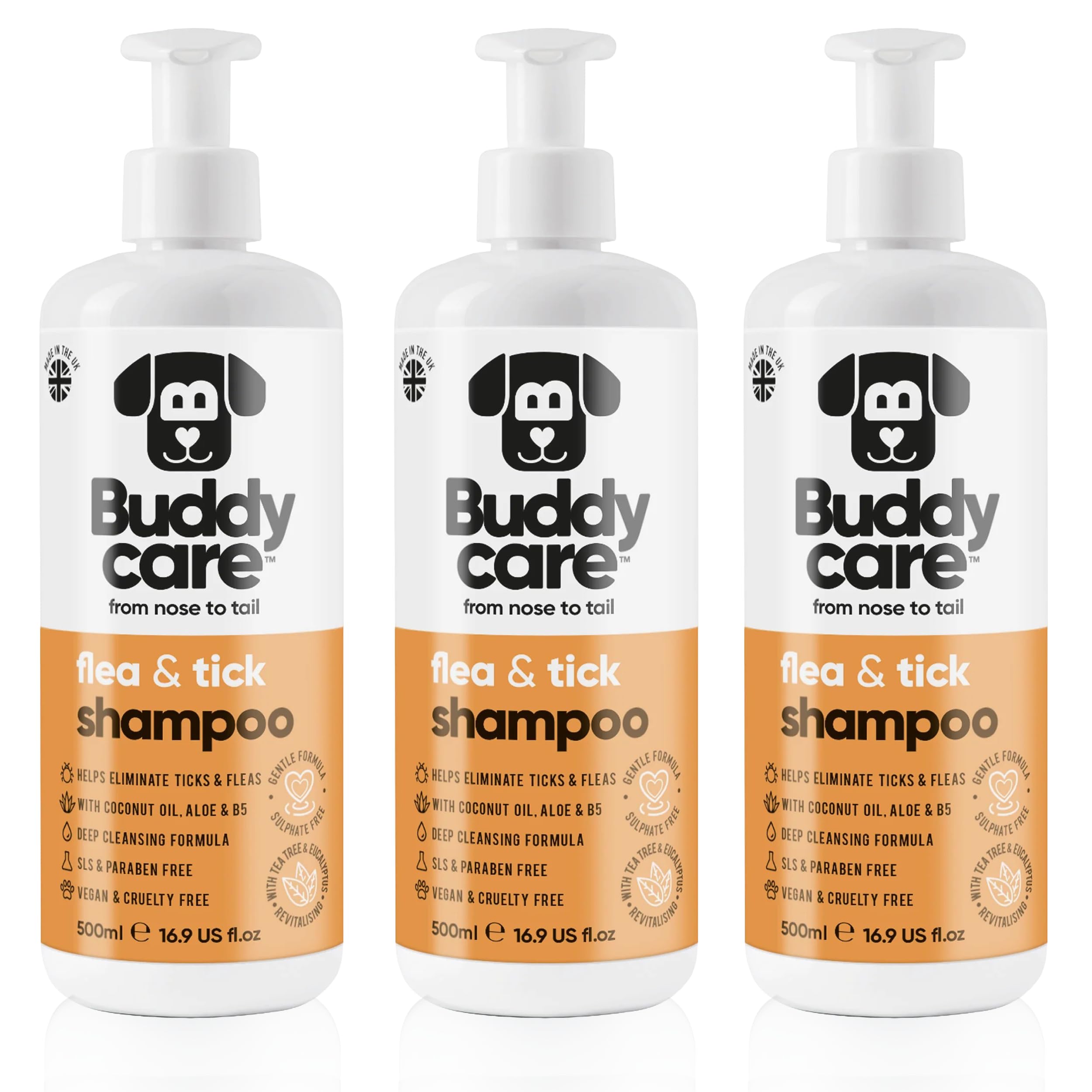 2in1 Hundeshampoo und Conditioner von Buddycare (500ml) - Praktisches Hundeshampoo langhaar und welpen Shampoo Mit Aloe Vera und Pro-Vitamin B5 Rückfettendes Shampoo Für Alle Hunderassen