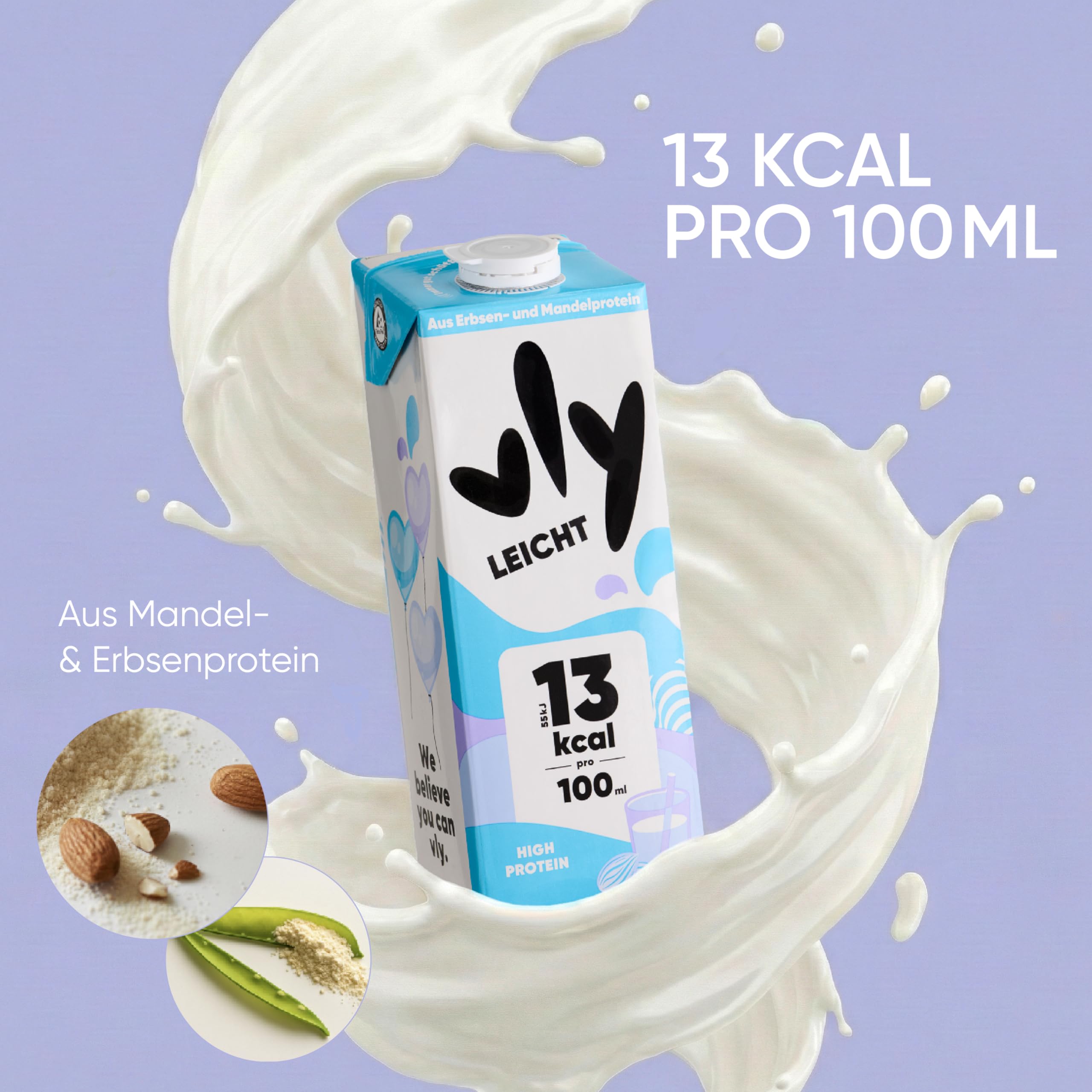 vly BARISTA - Die vegane Milchalternative aus Erbsenprotein | Cremiger Schaum | Reich an Ballaststoffen, Calcium, Vitaminen & Protein | Laktosefrei, Glutenfrei, Zuckerarm, Pflanzlich - 16x1L