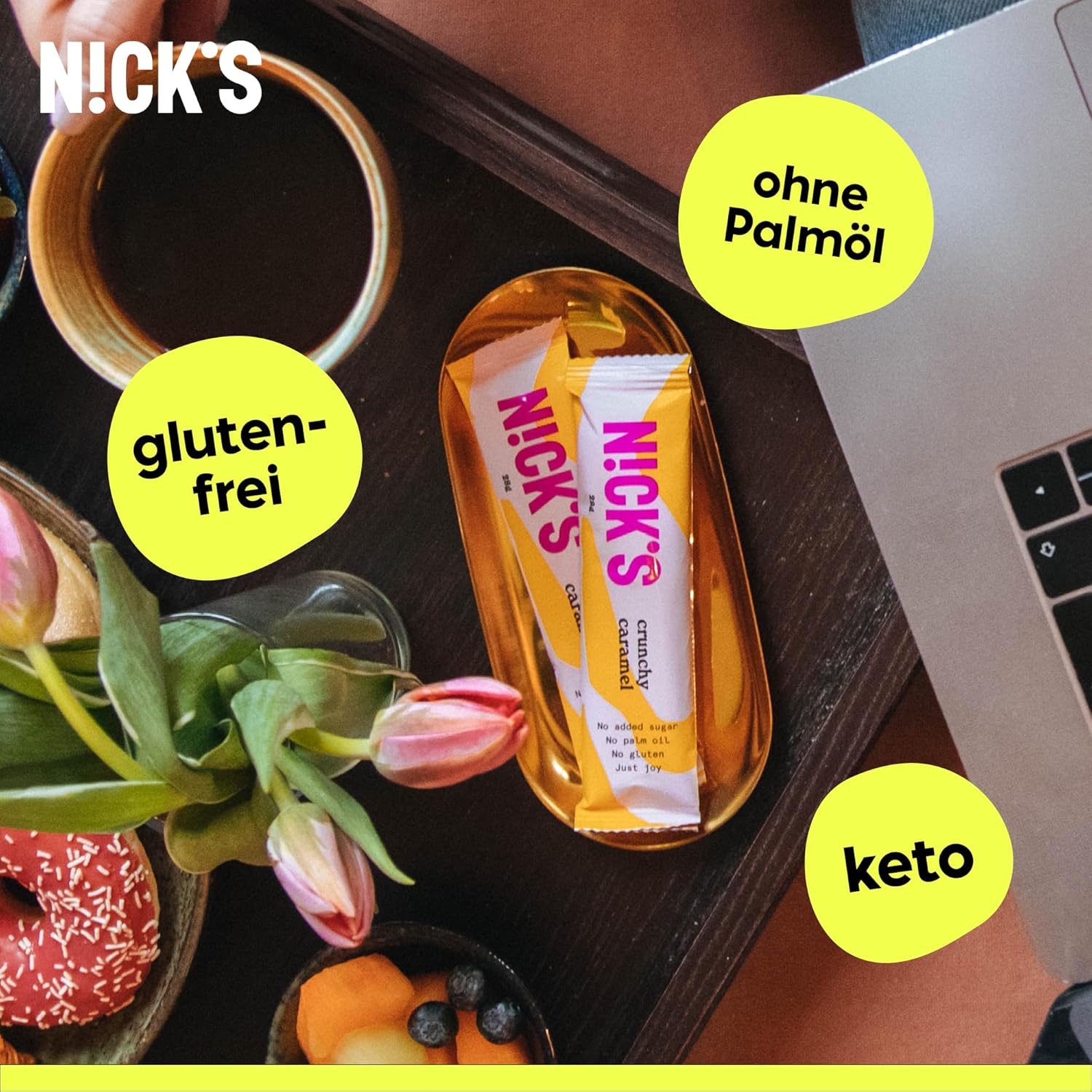 NICKS Keto Riegel Coconut, Schokolade Kokos Snacks, 175 Kalorien, 2 Net carbs, ohne Zuckerzusatz, Glutenfrei, Low carb Süssigkeiten (15x40g)