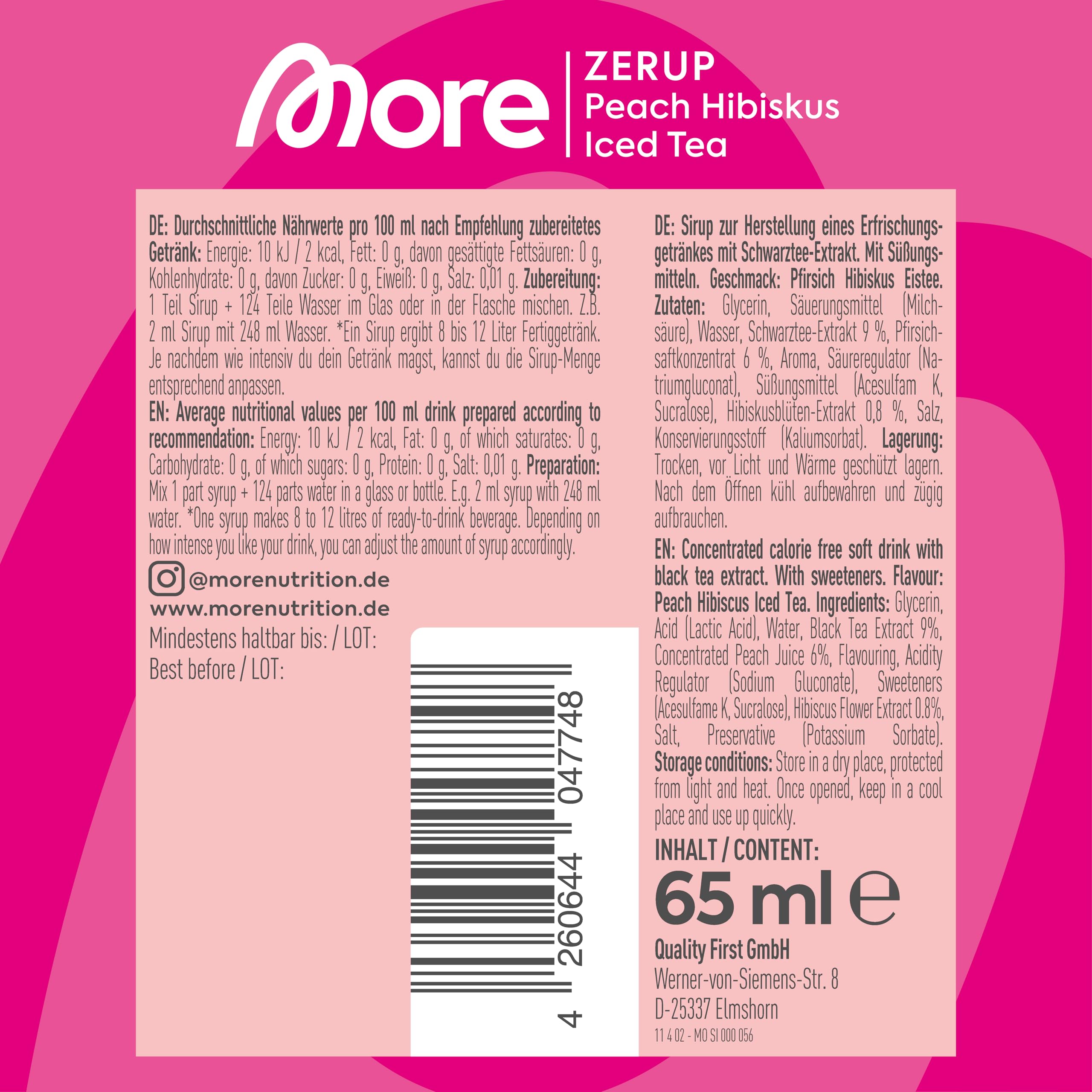 MORE Zerup, mixed 6er Bundle, 6 x 65 ml, verschiedene Sorten, für bis zu 48 l Fertiggetränk, zuckerfreier Sirup mit u.a. echten Fruchtextrakten, vegan, zero Kalorien - made in Germany