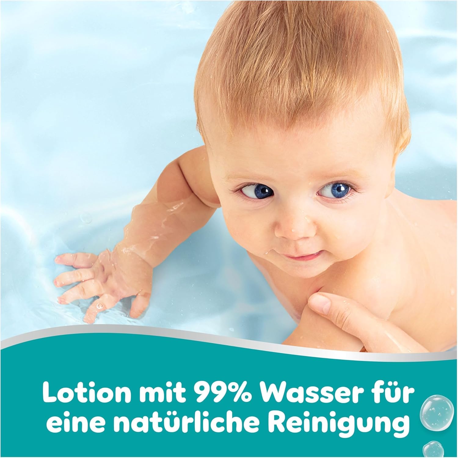 Pampers 99% Water Baby-Feuchttücher, 18 Packungen mit 60 Feuchttüchern = 1080 Baby-Feuchttücher, leichte Lotion mit 99% Wasser