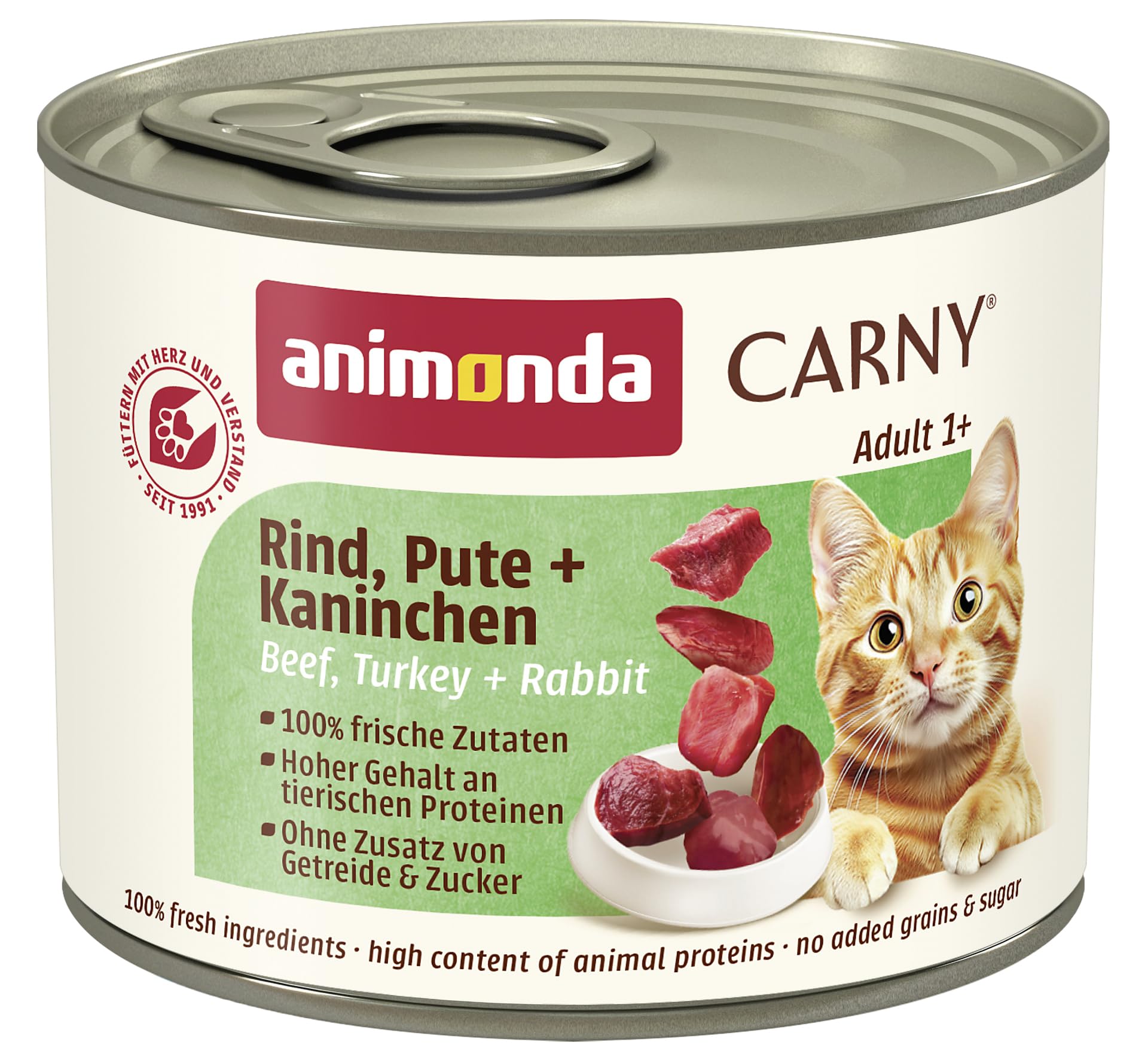 animonda Carny Adult Huhn + Lachs (6 x 400 g), Katzennassfutter für ausgewachsene Katzen, Nassfutter mit 100 % frischen, fleischlichen Zutaten, Katzenfutter ohne Getreide und Zucker