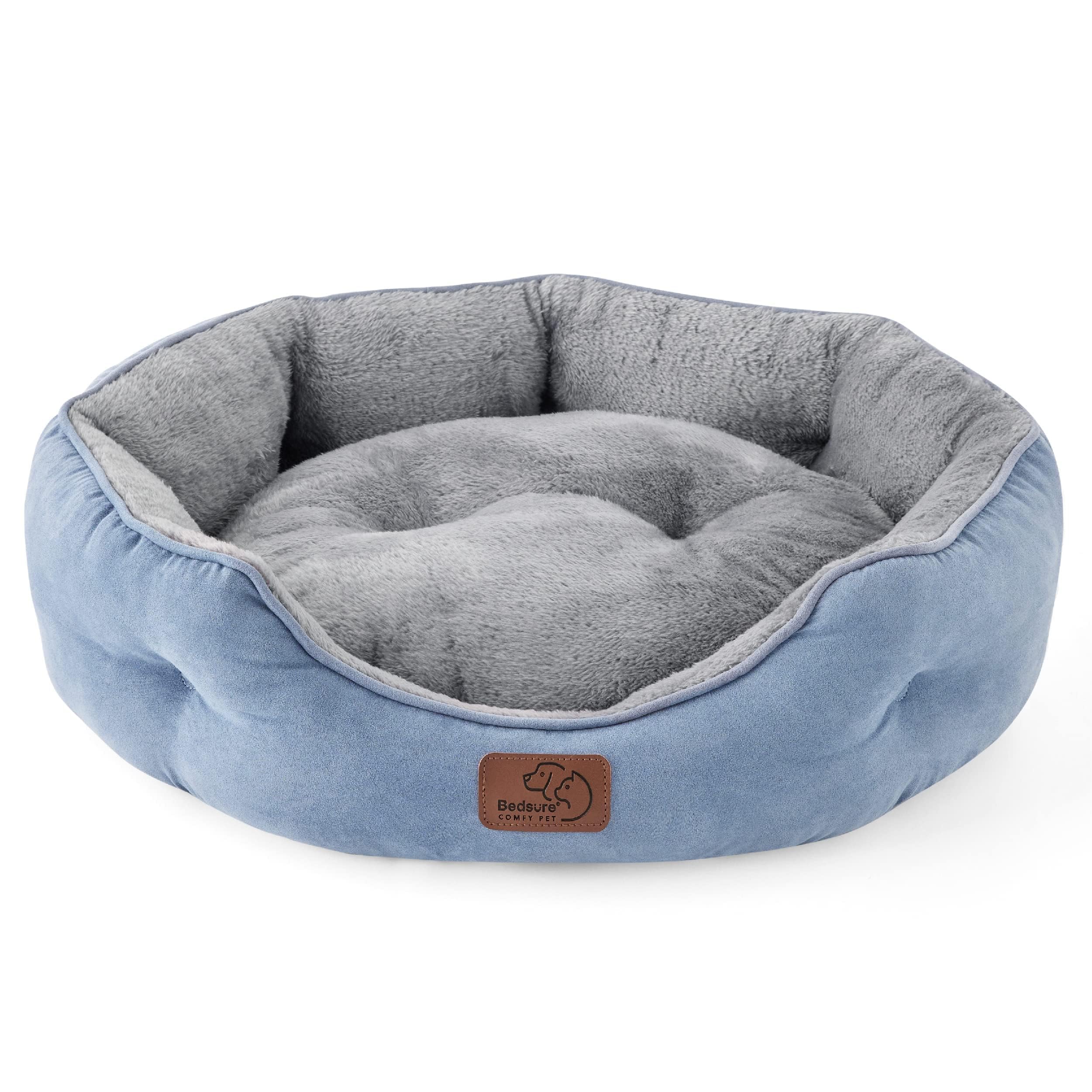 BEDSURE Katzenbett waschbar Katzen Bettchen - 51x48x15cm Katzenkorb mit Zweiseitig Innenkissen Katzenschlafplatz für Katzen oder kleine Hunde,Grau