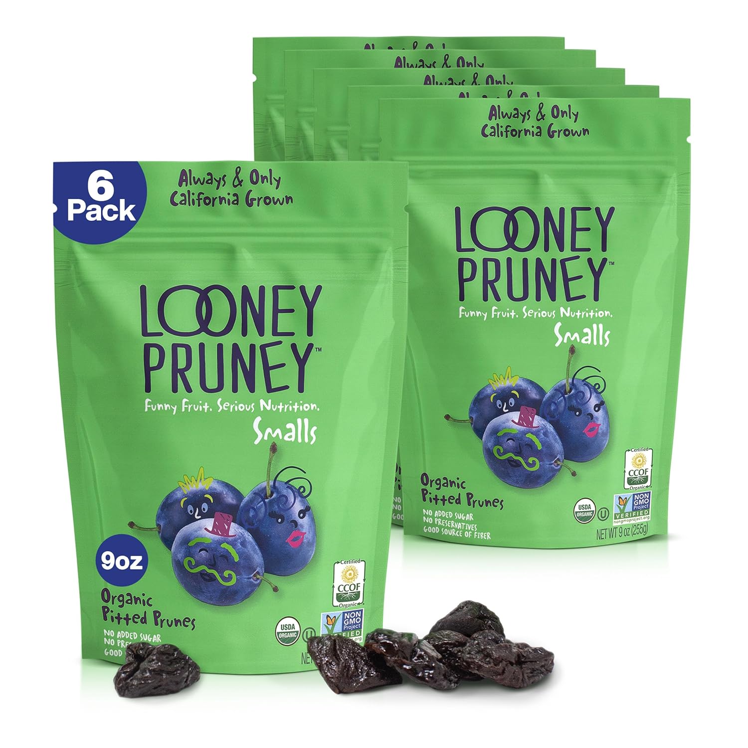 Looney Pruney Organic Pitted Dried Prunes for the Entire Family | Always California-Grown | Kosher | No Added Sugar & No Preservatives (32 oz)