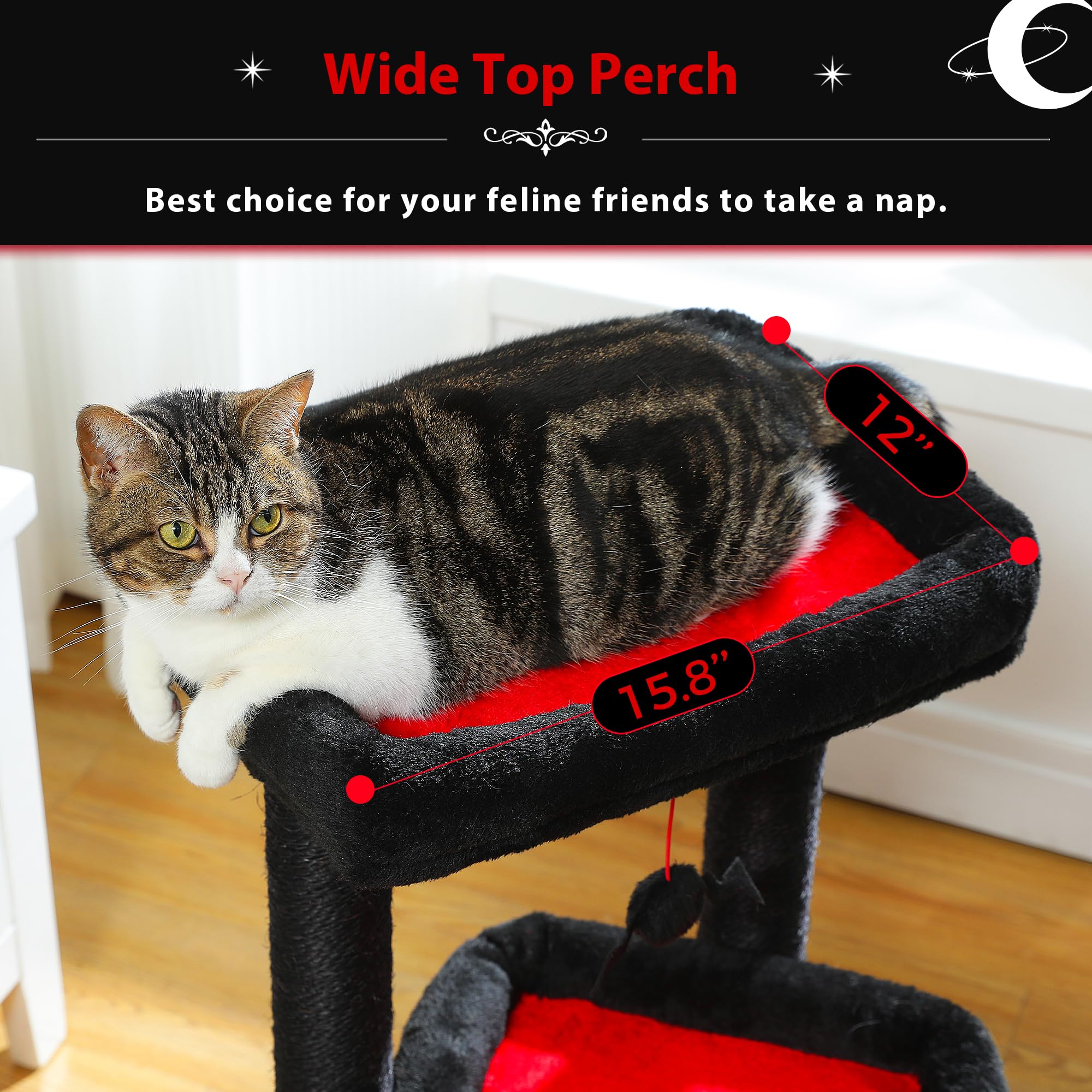 PAWZ Road Kleiner Katzenbaum, mehrstöckiger Katzenturm mit Sisal-überzogenem Kratzbaum, gemütlicher Katzenwohnung und großer Katzensitzstange für Hauskatzen, Beige