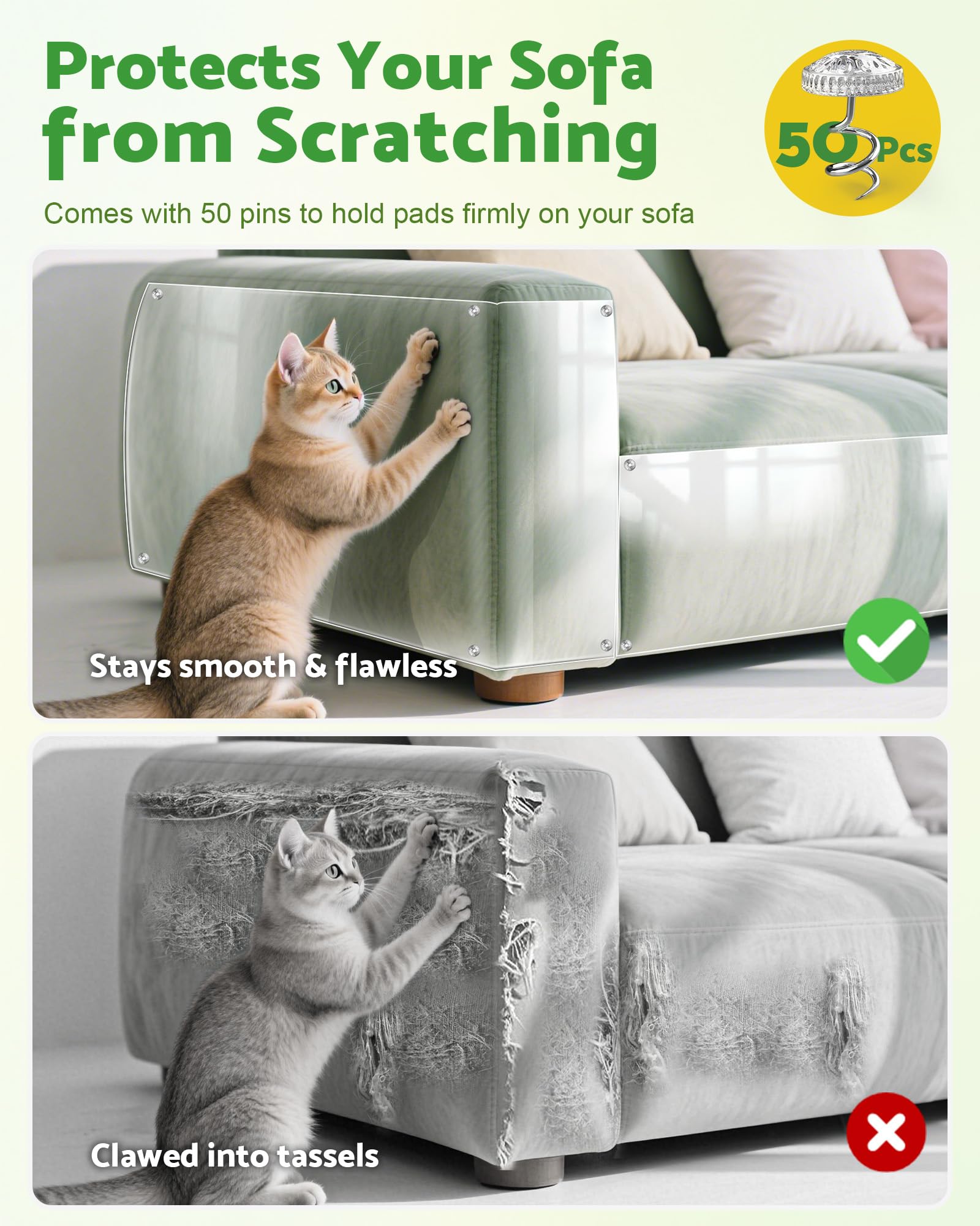 Gimars Verdickte 5m x 30cm Kratzschutz Sofa Katze, Kratzfolie Katzen Selbstklebend Transparent, Anti Kratz Folie für Katzen, Kratzschutz Tape für Möbel, Couch, Tür & Wand, Sofaschutz Katze
