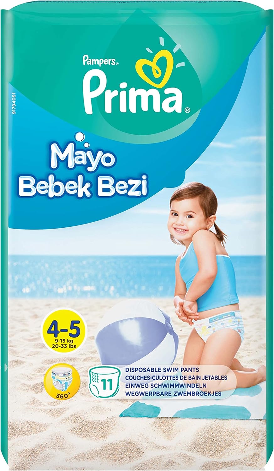 Pampers Splashers Baby Shark Limited Edition 4-5, 11, 9kg-15kg, Einweg-Schwimmwindeln, für sicheren Schutz im Wasser