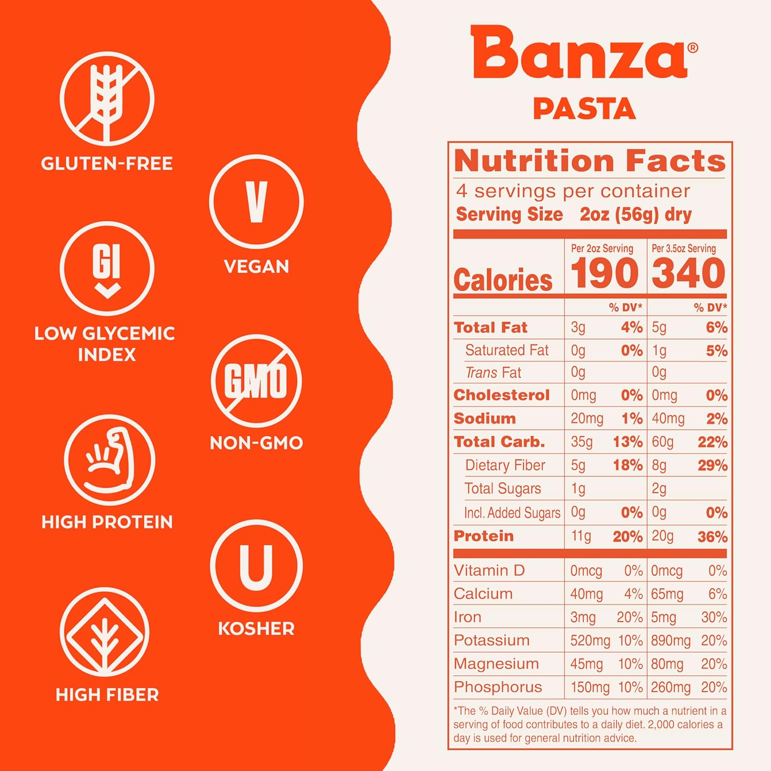 Banza Gluten-Free Chickpea Pasta, Variety Pack 20g Protein | Lower Carb | High Fiber | High Protein | Plant-Based Pasta | 8oz (Pack of 6)