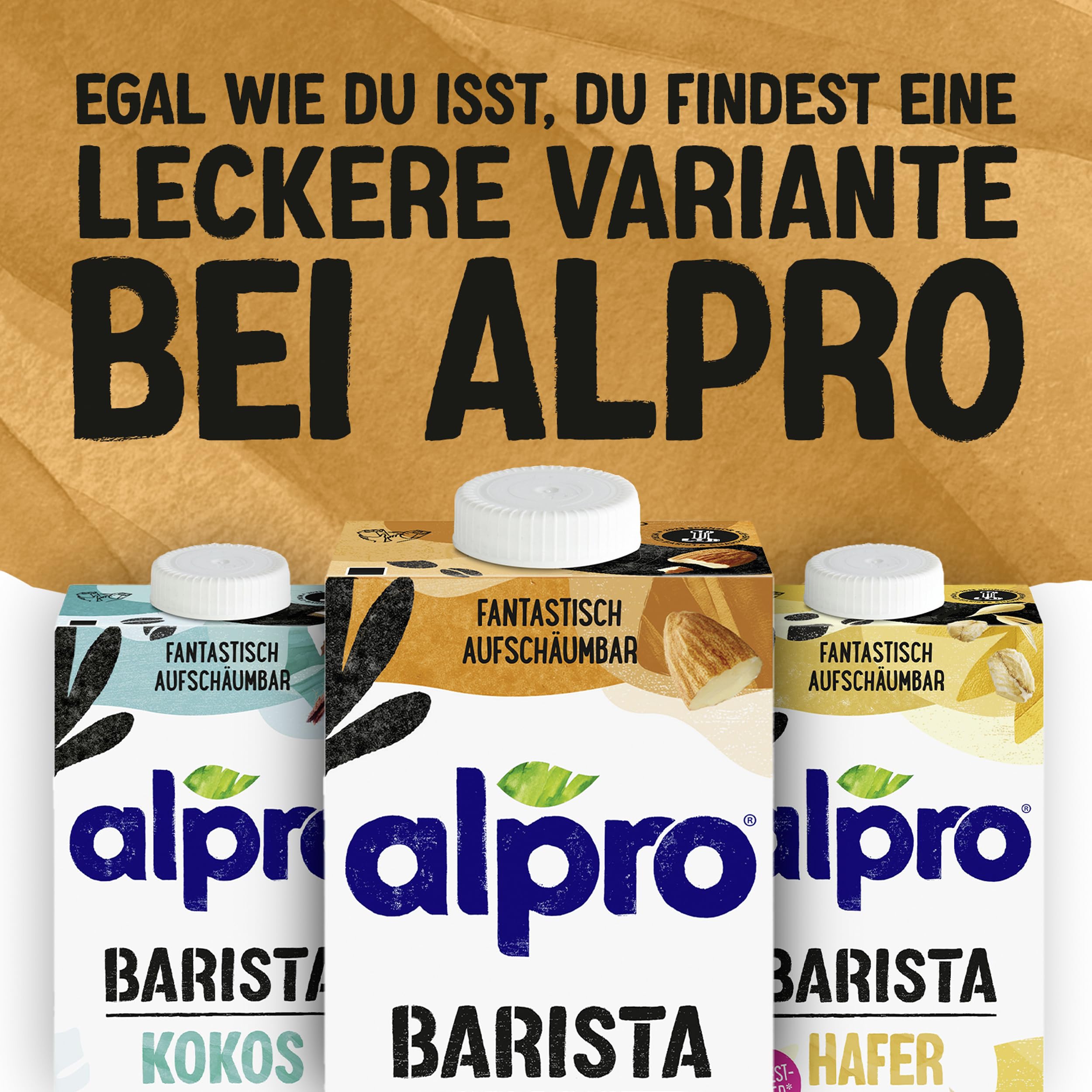 Alpro Barista Kokos – Zum Aufschäumen – 100 Prozent pflanzlich, vegan und milchfrei – Von Natur aus laktosefrei – Reich an Calcium und Vitaminen – 8 x 1 L